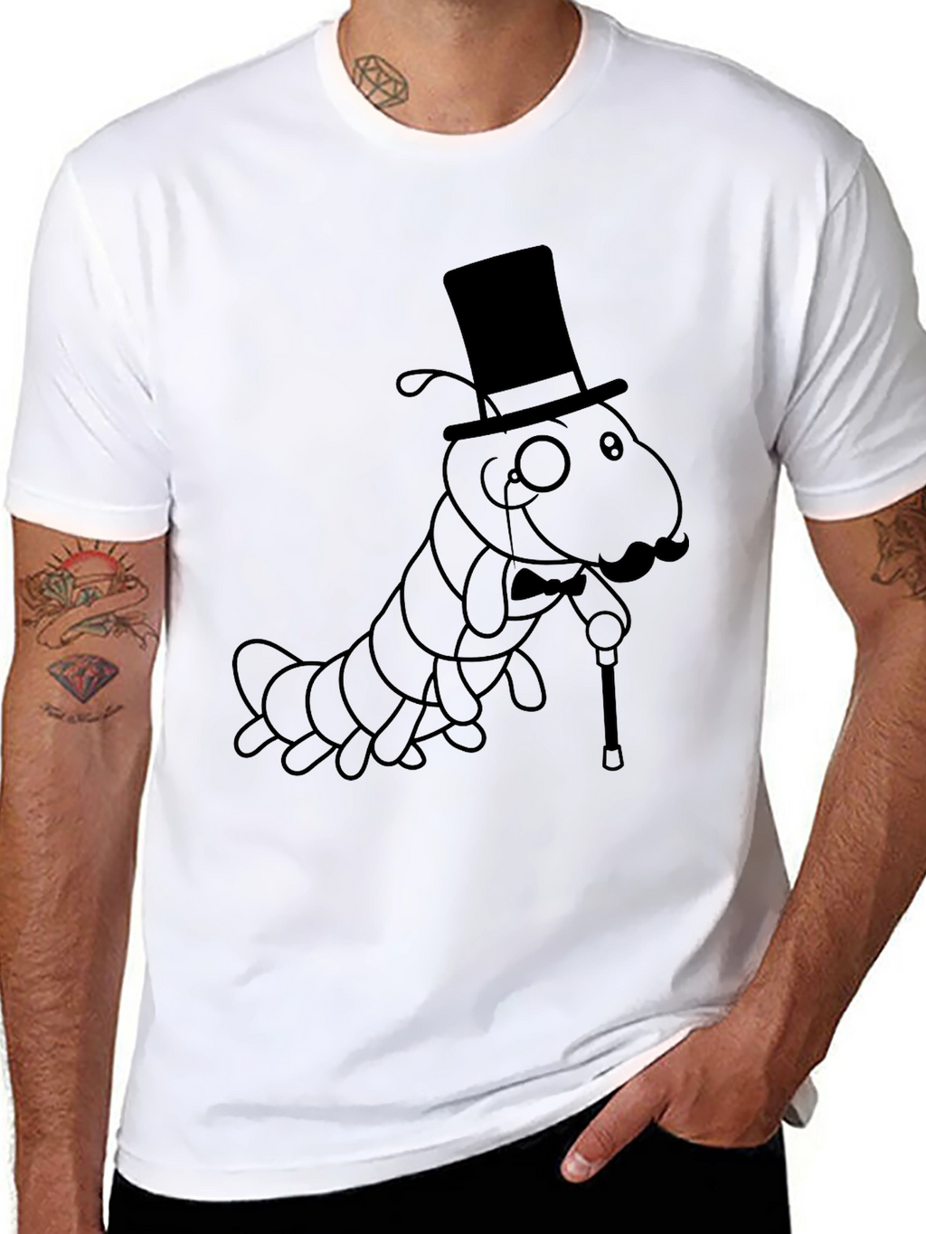 Dapper Caterpillar T-Shirt - Sophisticated Insect Style
