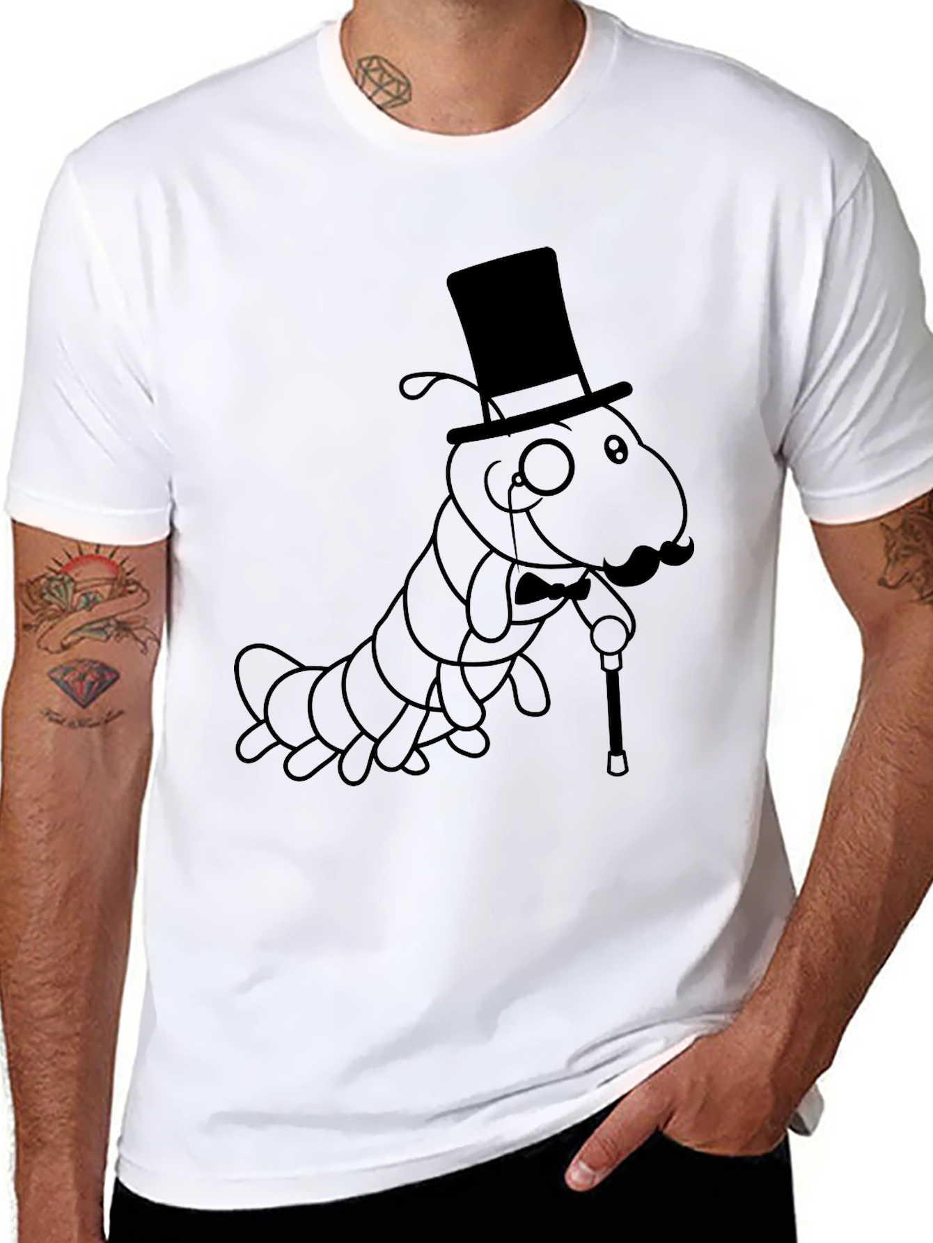 Dapper Caterpillar T-Shirt - Sophisticated Insect Style
