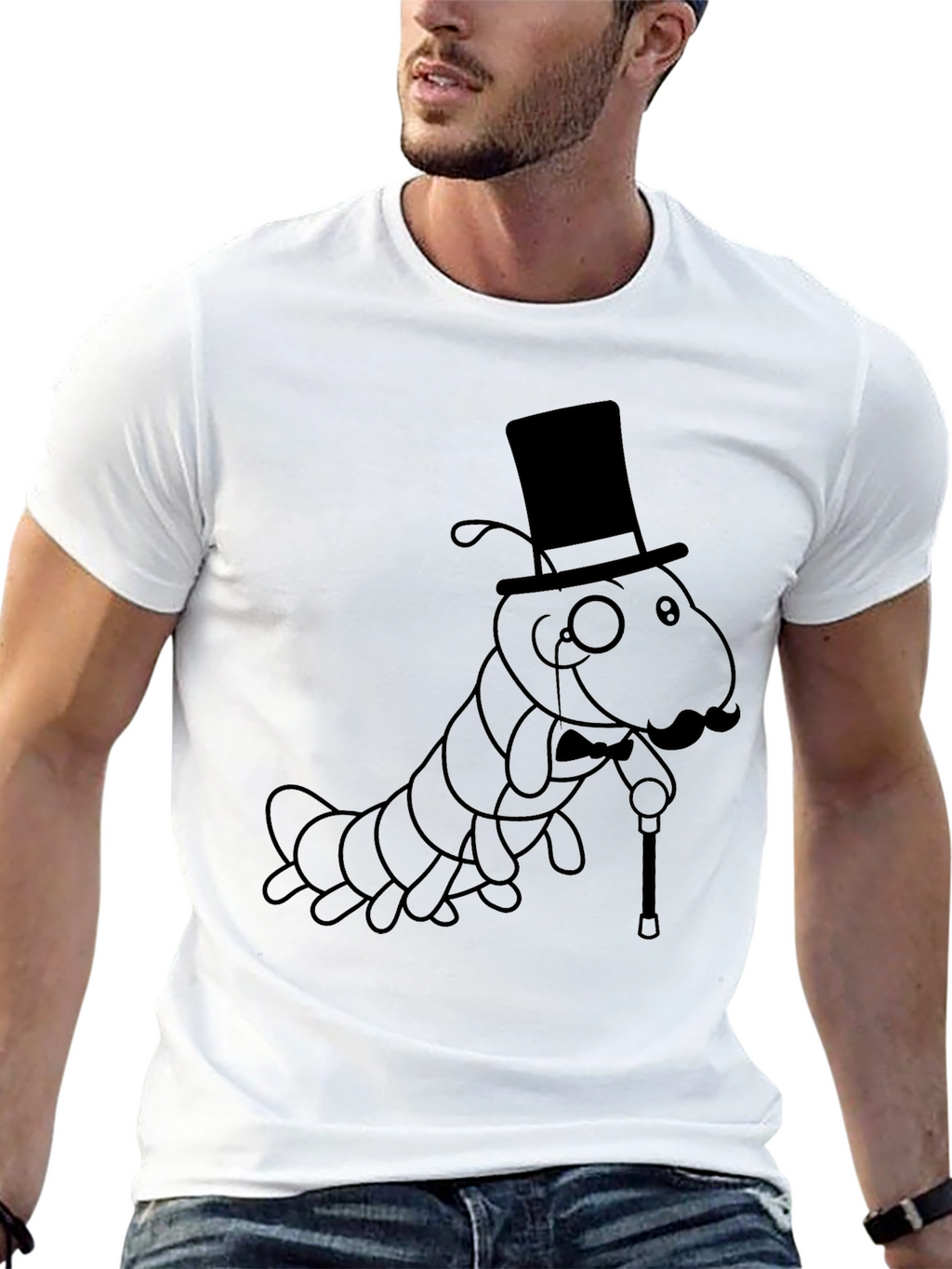 Dapper Caterpillar T-Shirt - Sophisticated Insect Style