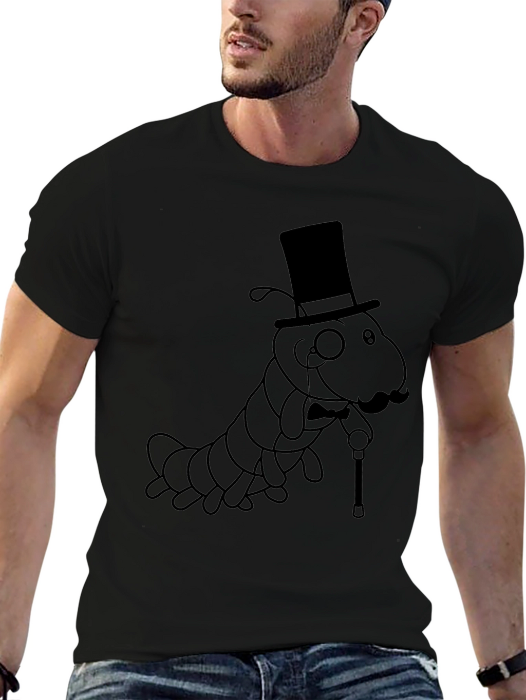 Dapper Caterpillar T-Shirt - Sophisticated Insect Style