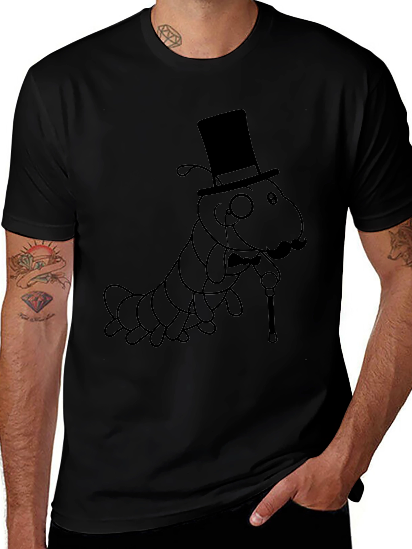 Dapper Caterpillar T-Shirt - Sophisticated Insect Style