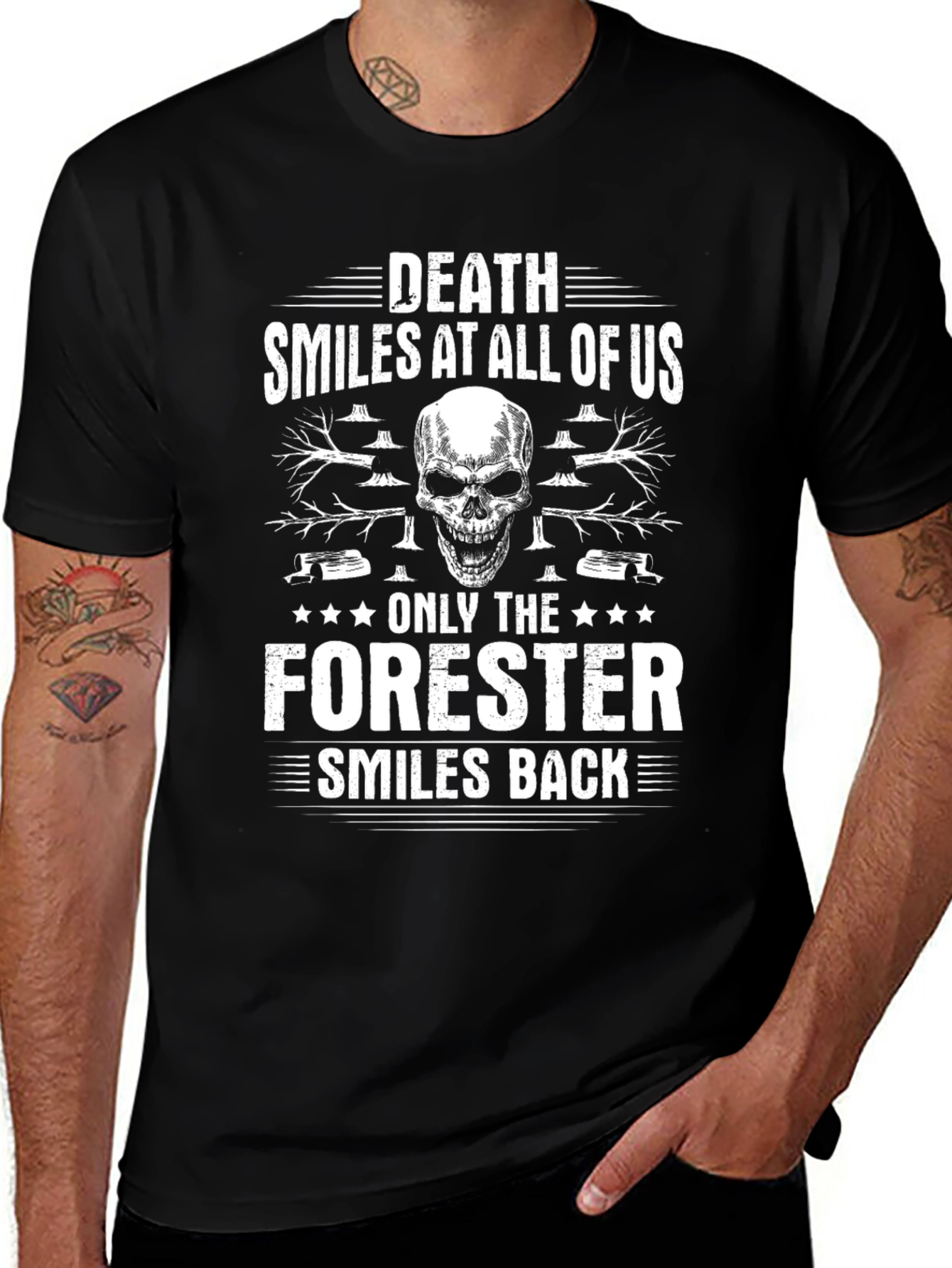 Death Smiles At All Of Us The Forester Smiles Back Black T-Shirt