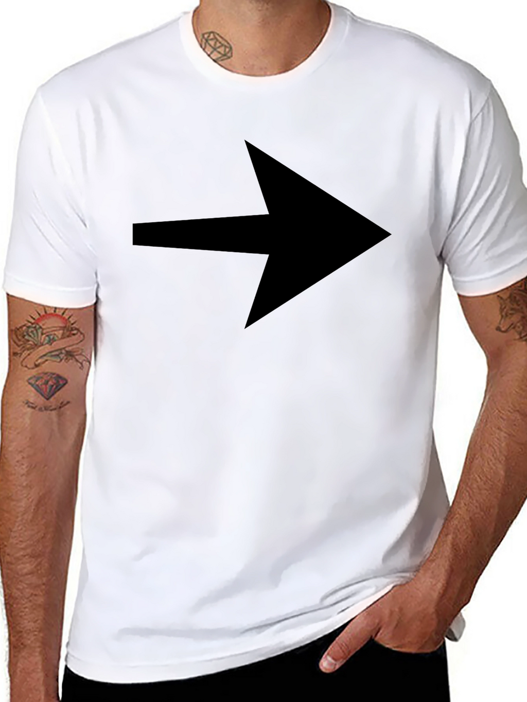 Arrow Graphic Tee - Black Cotton Blend Casual Wear