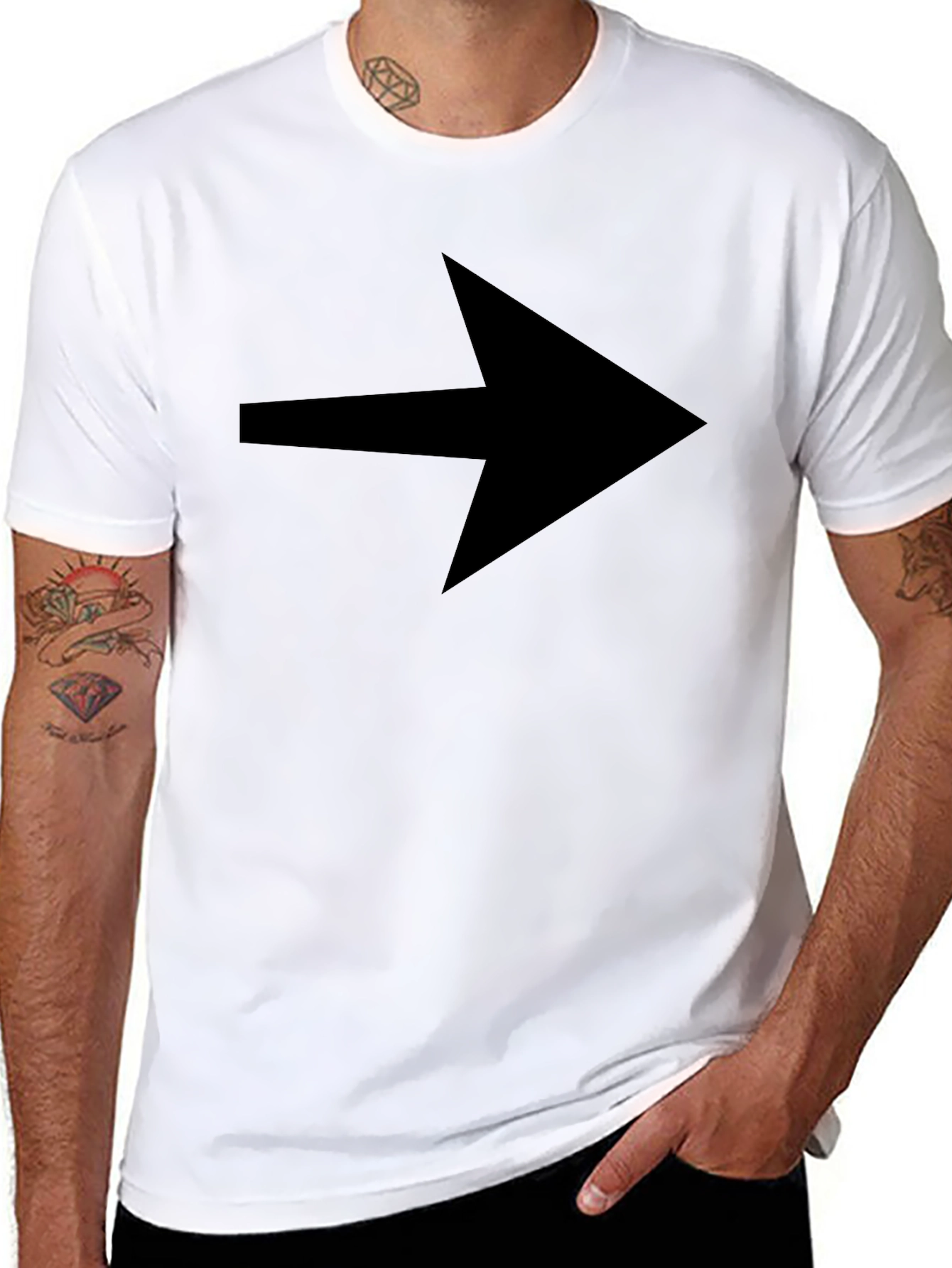 Arrow Graphic Tee - Black Cotton Blend Casual Wear