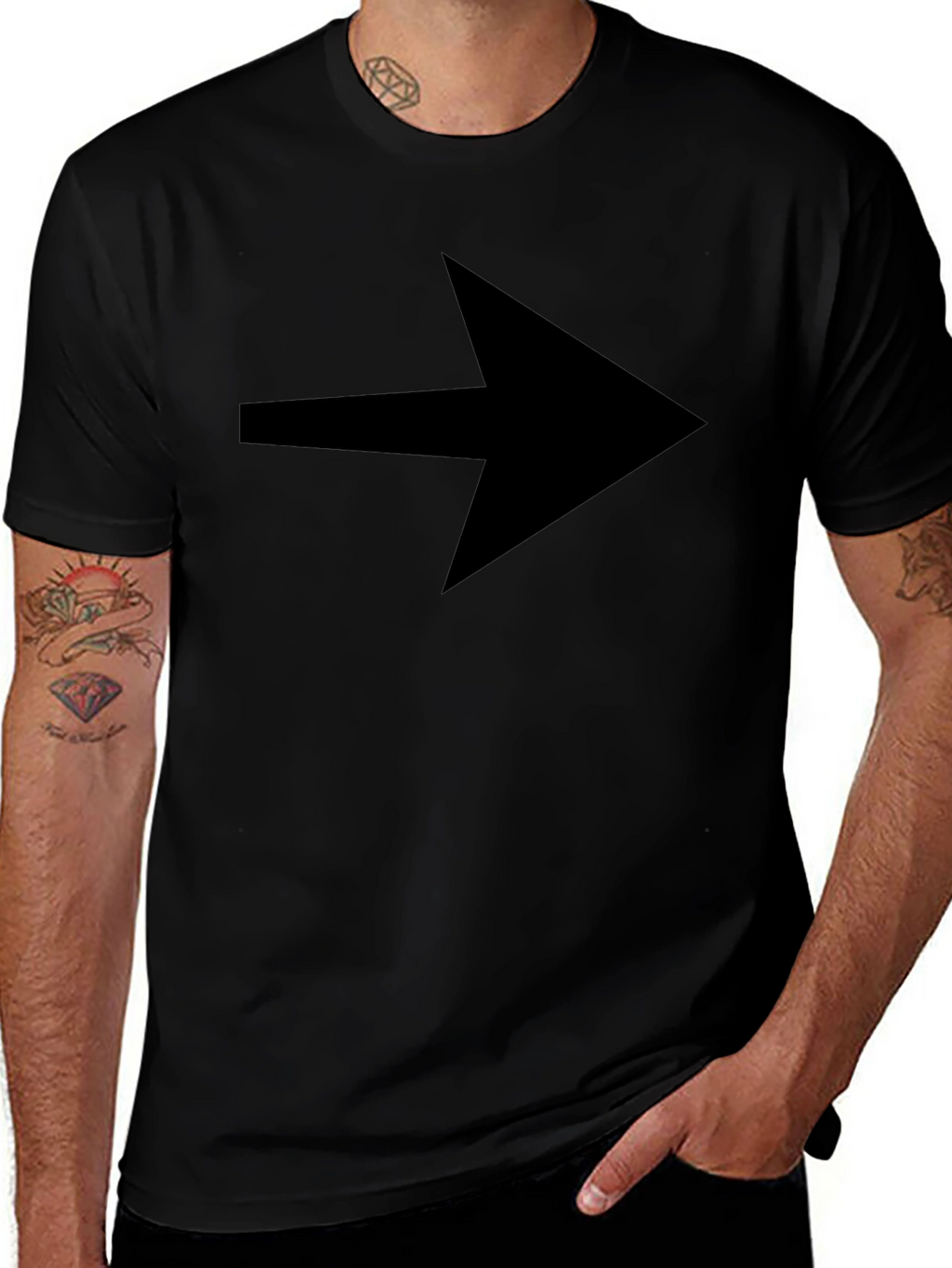 Arrow Graphic Tee - Black Cotton Blend Casual Wear