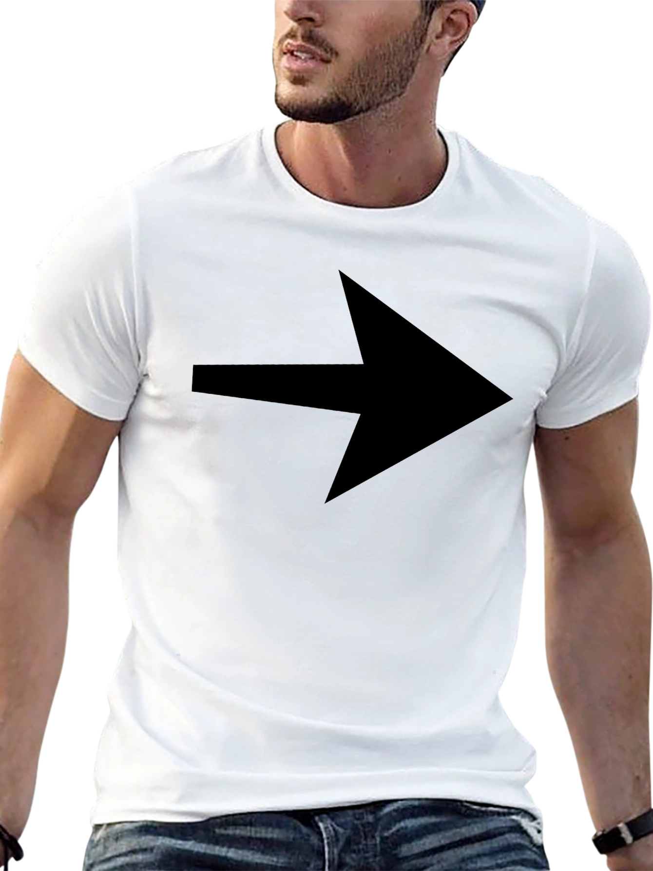 Arrow Graphic Tee - Black Cotton Blend Casual Wear