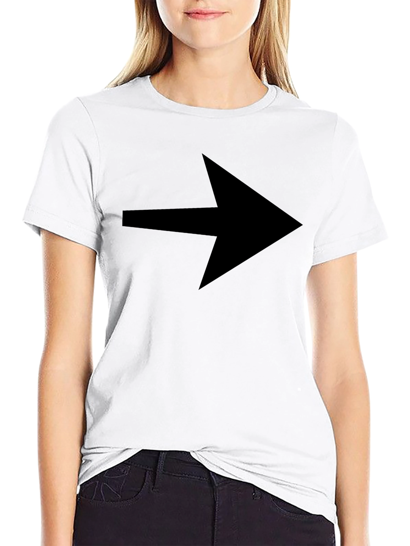 Arrow Graphic Tee - Black Cotton Blend Casual Wear