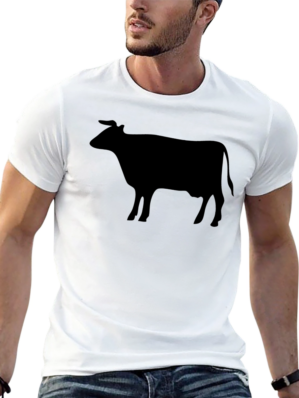 Cow Silhouette Graphic Tee - Black