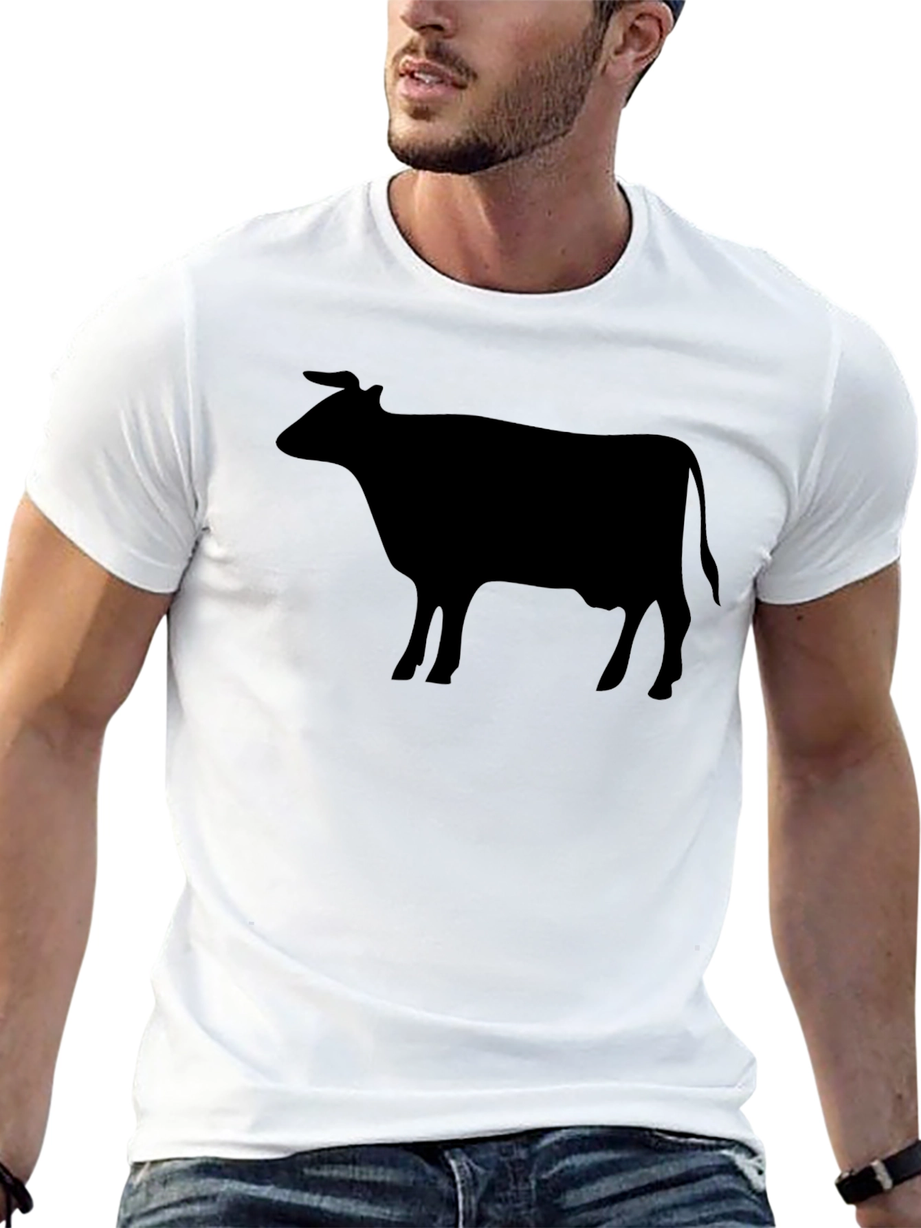 Cow Silhouette Graphic Tee - Black