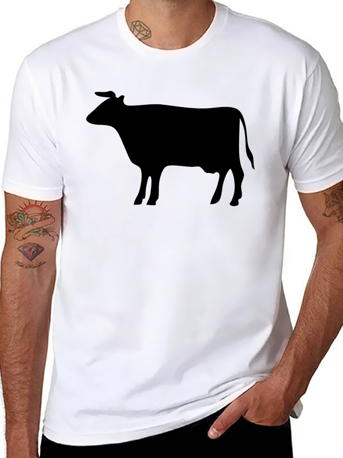 Cow Silhouette Graphic Tee - Black