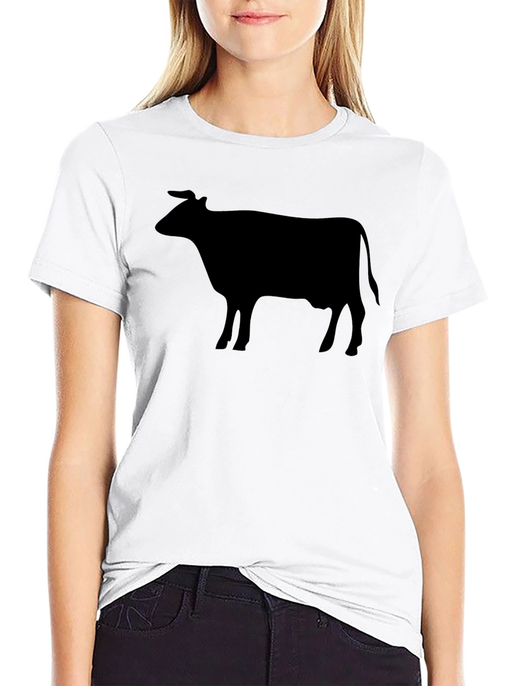 Cow Silhouette Graphic Tee - Black