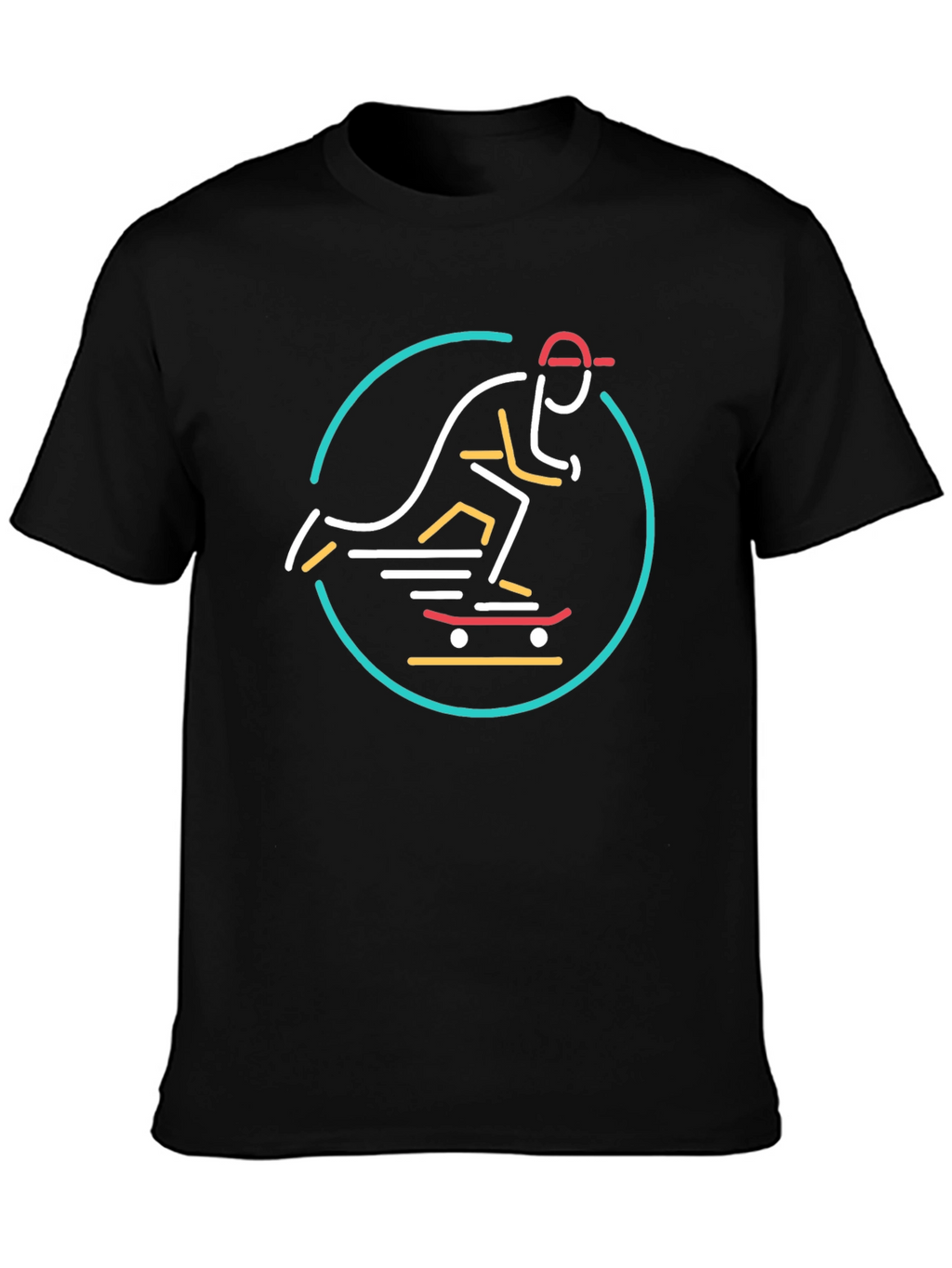 Cool Skateboarder Graphic Tee - Black