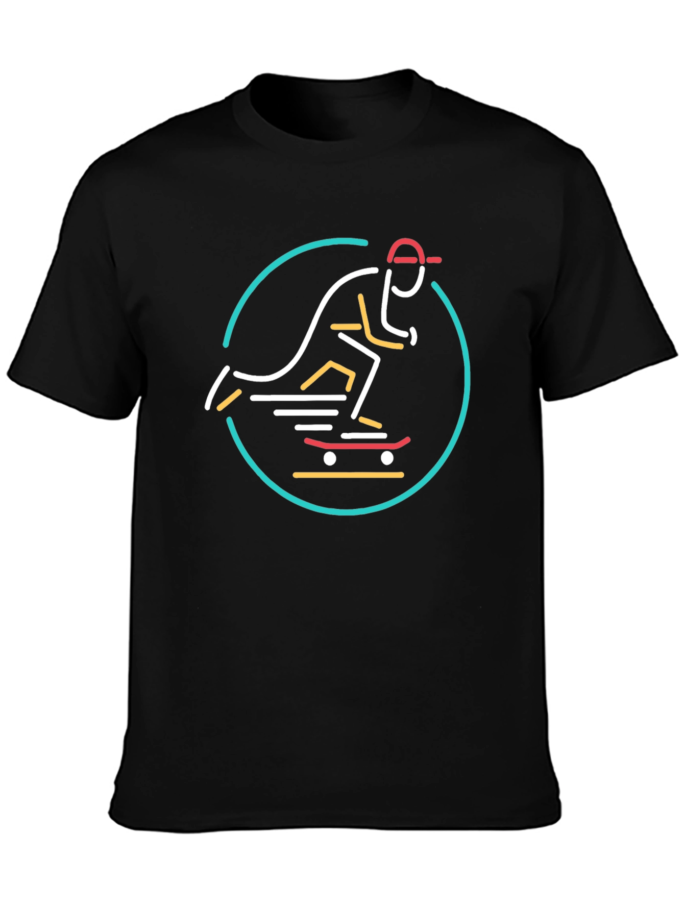 Cool Skateboarder Graphic Tee - Black