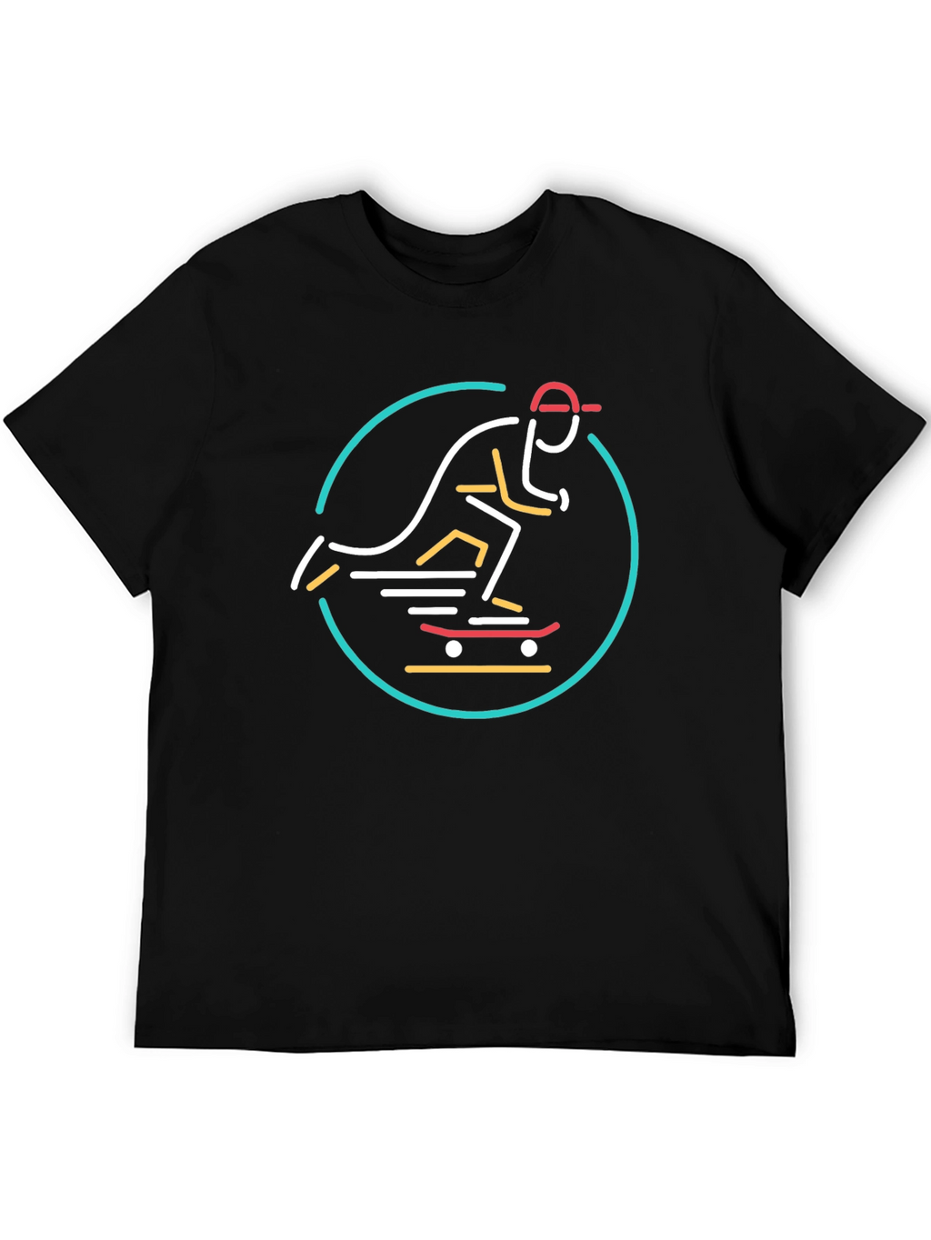 Cool Skateboarder Graphic Tee - Black