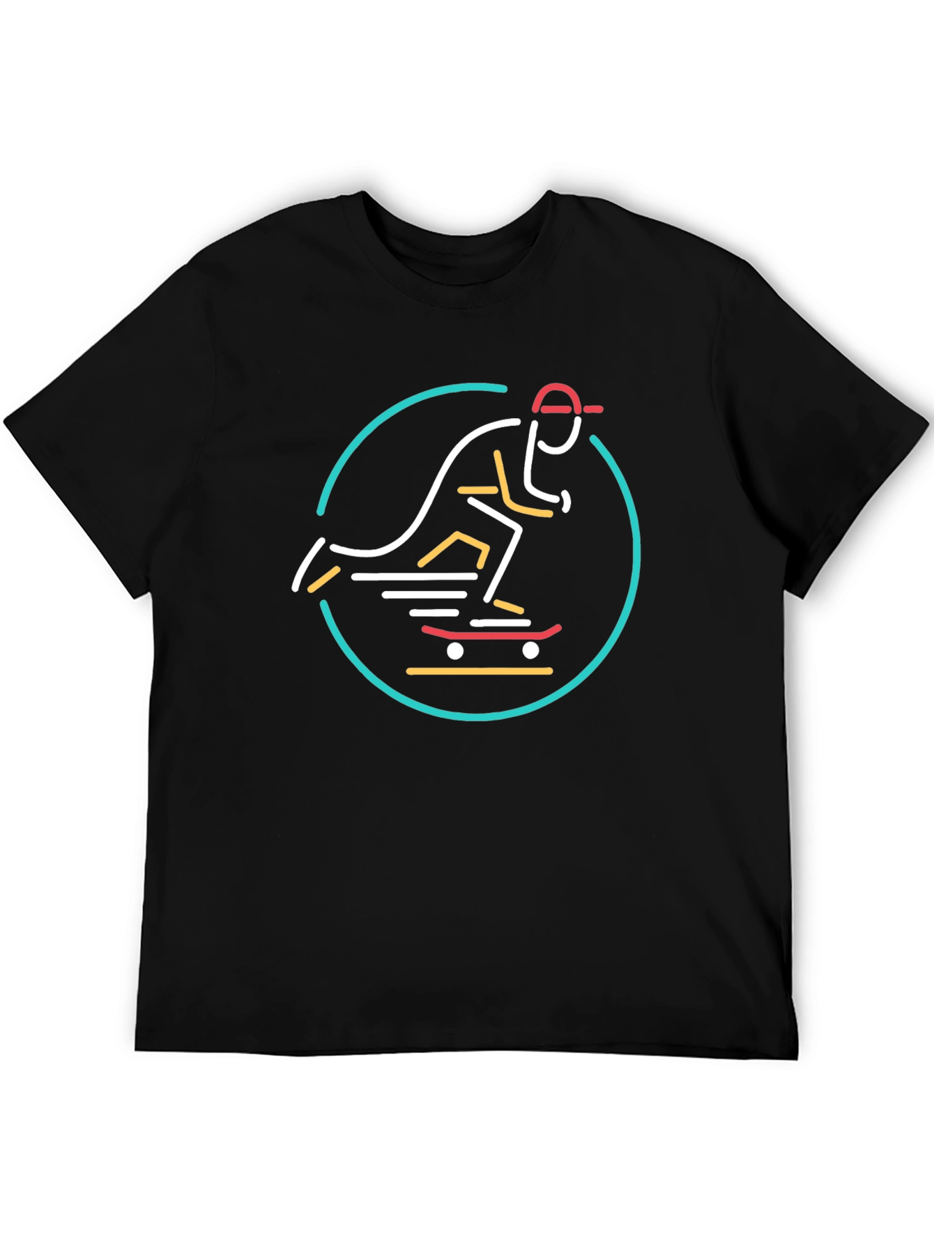 Cool Skateboarder Graphic Tee - Black