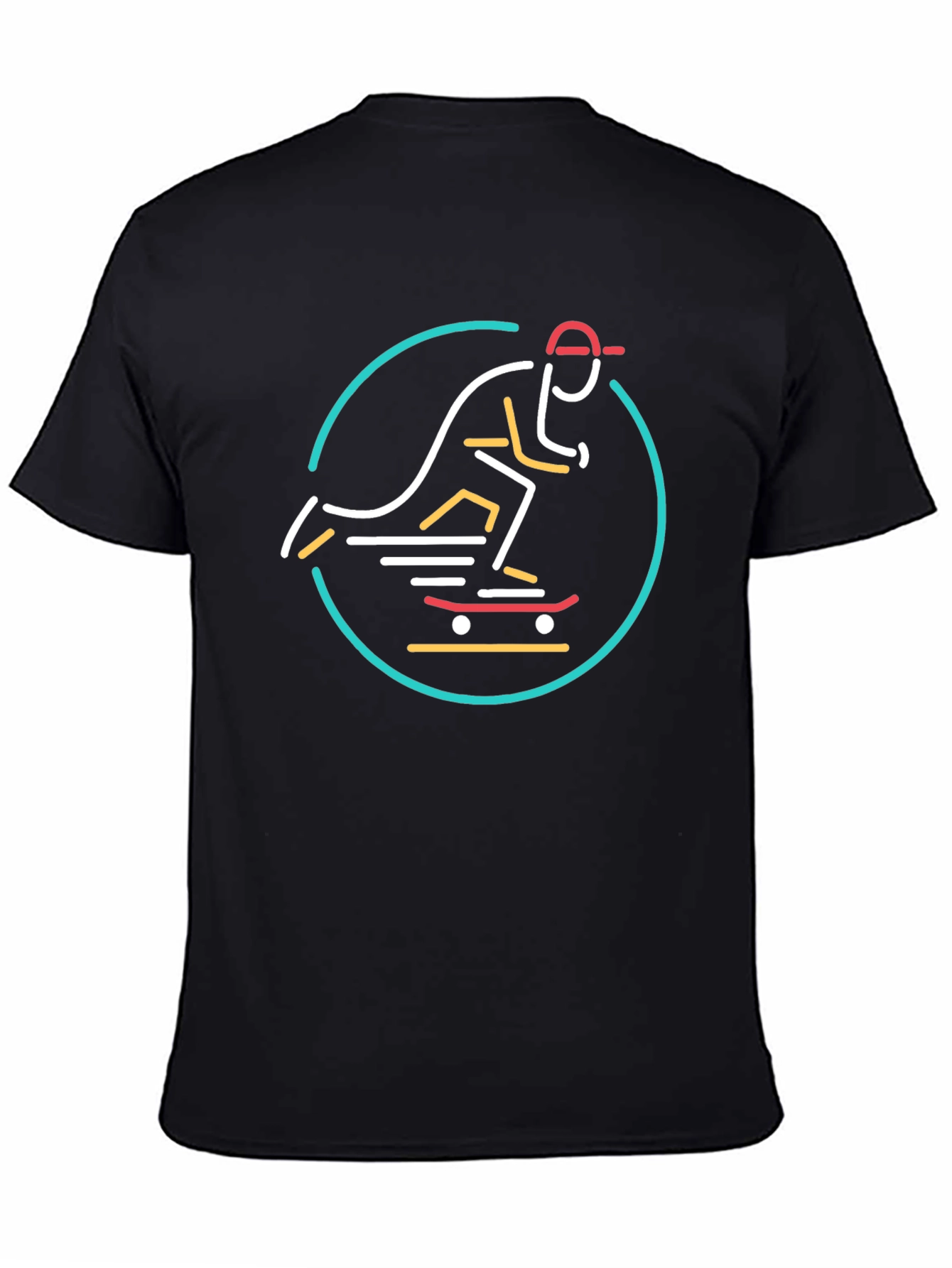 Cool Skateboarder Graphic Tee - Black