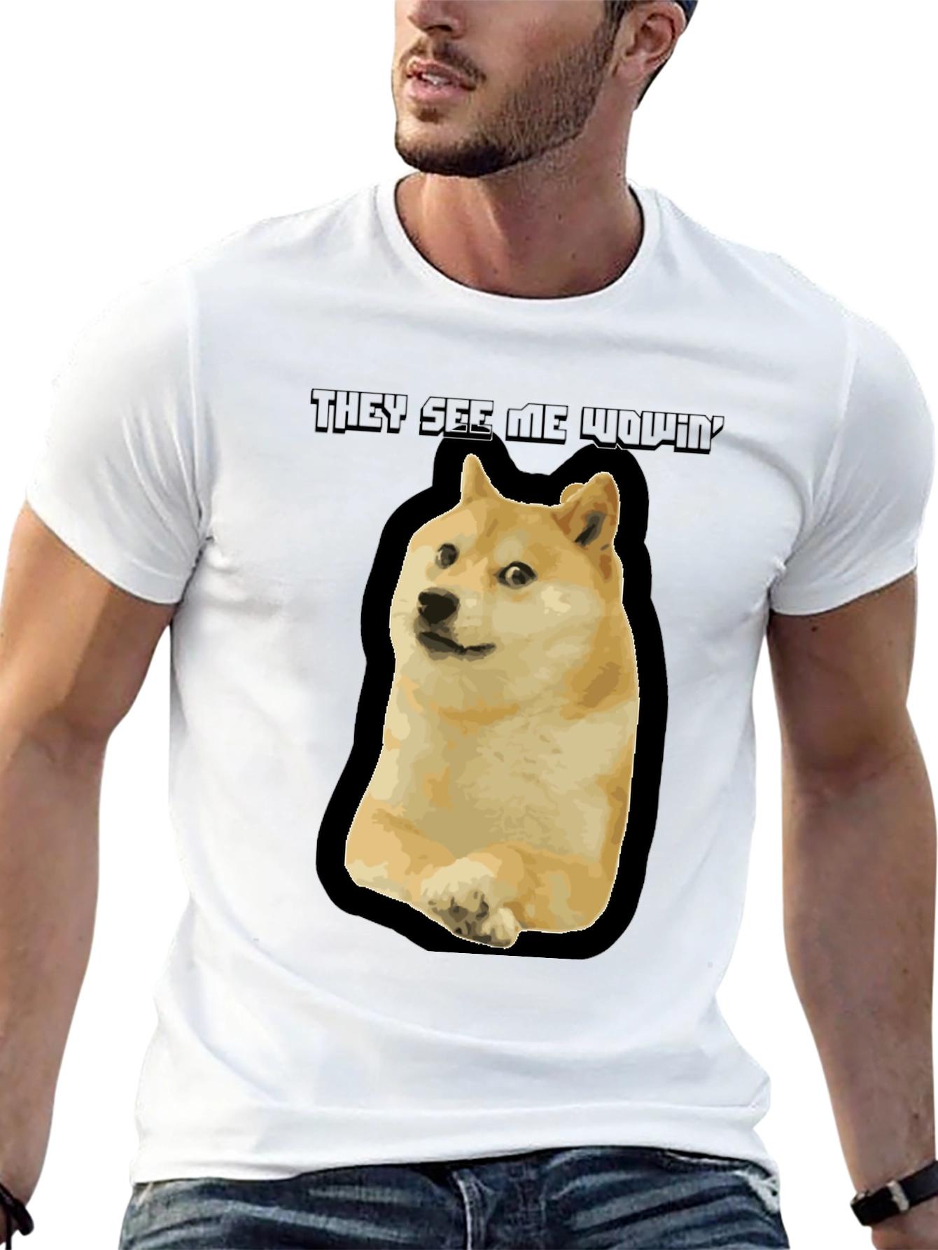 Doge Meme T-Shirt - They See Me Wowin Black Tee