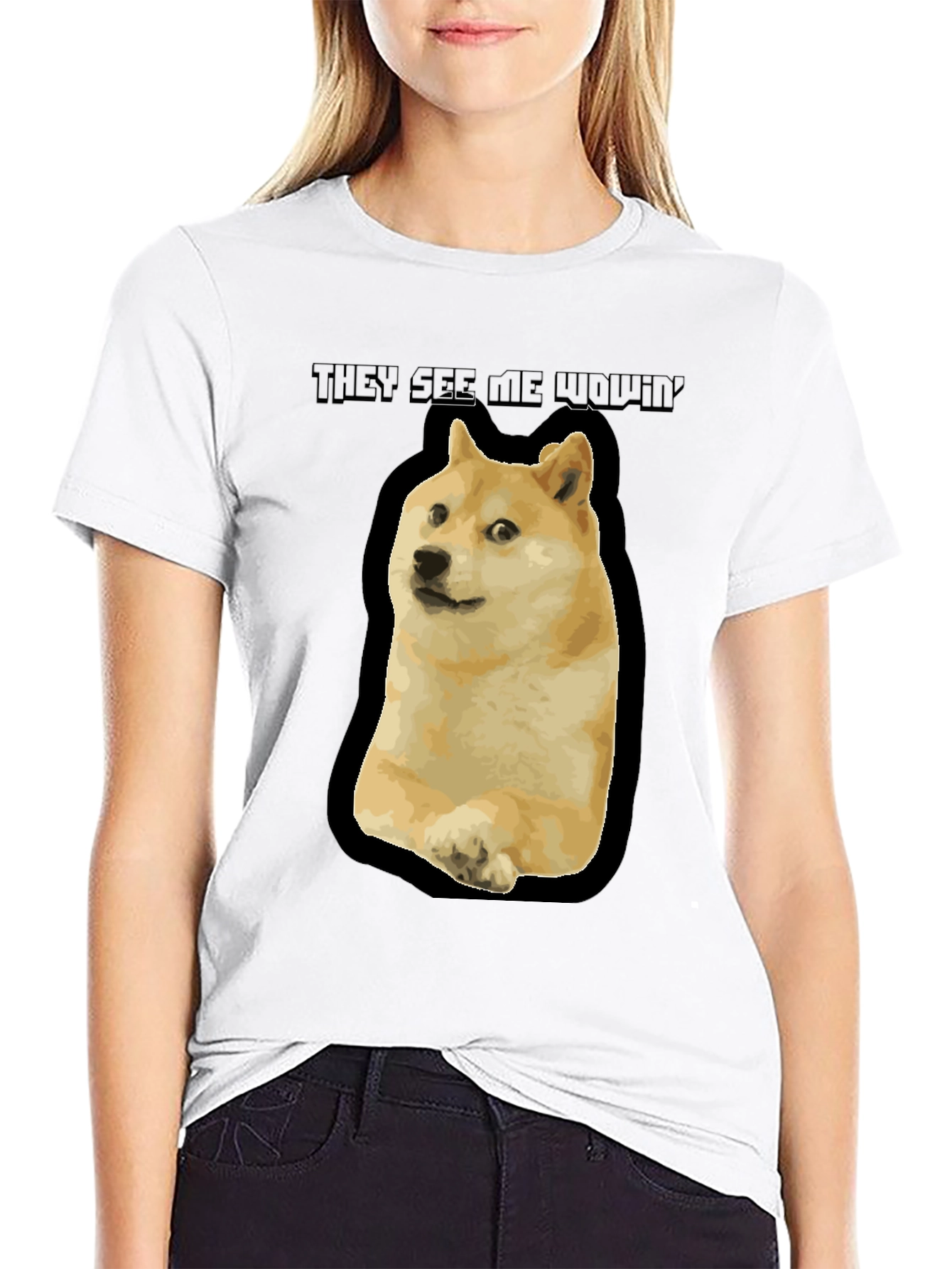 Doge Meme T-Shirt - They See Me Wowin Black Tee