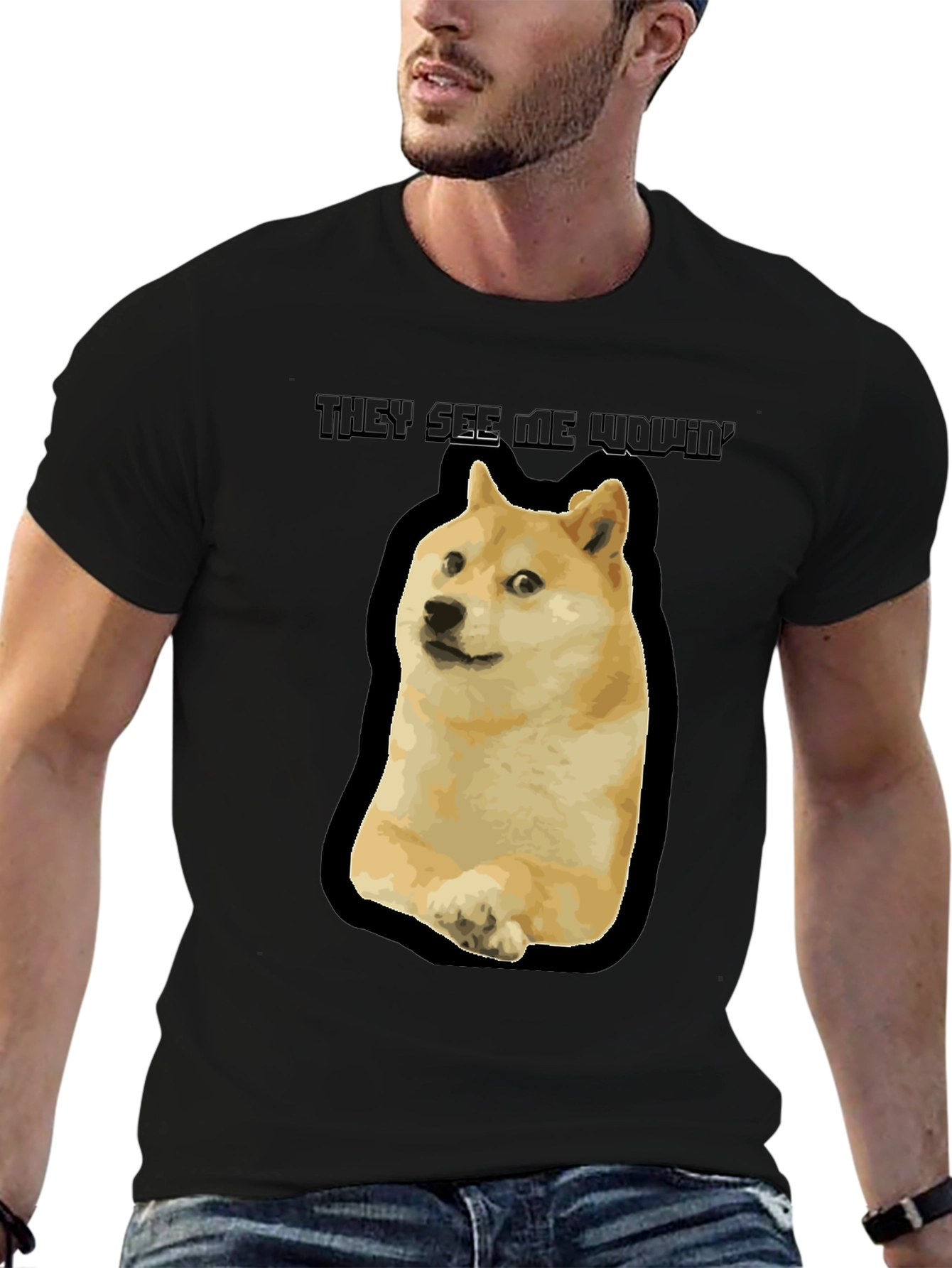 Doge Meme T-Shirt - They See Me Wowin Black Tee
