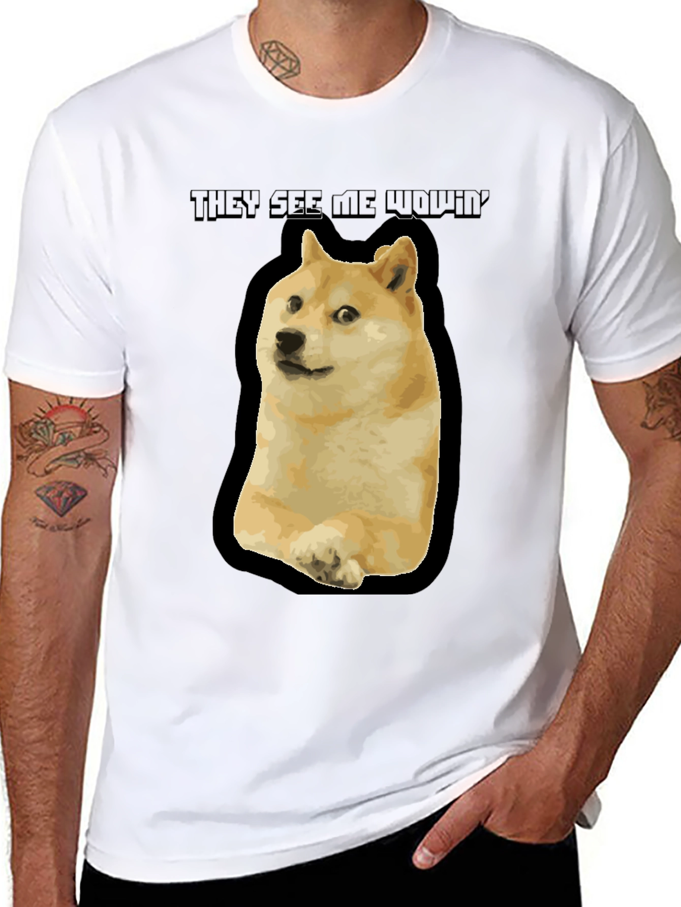 Doge Meme T-Shirt - They See Me Wowin Black Tee