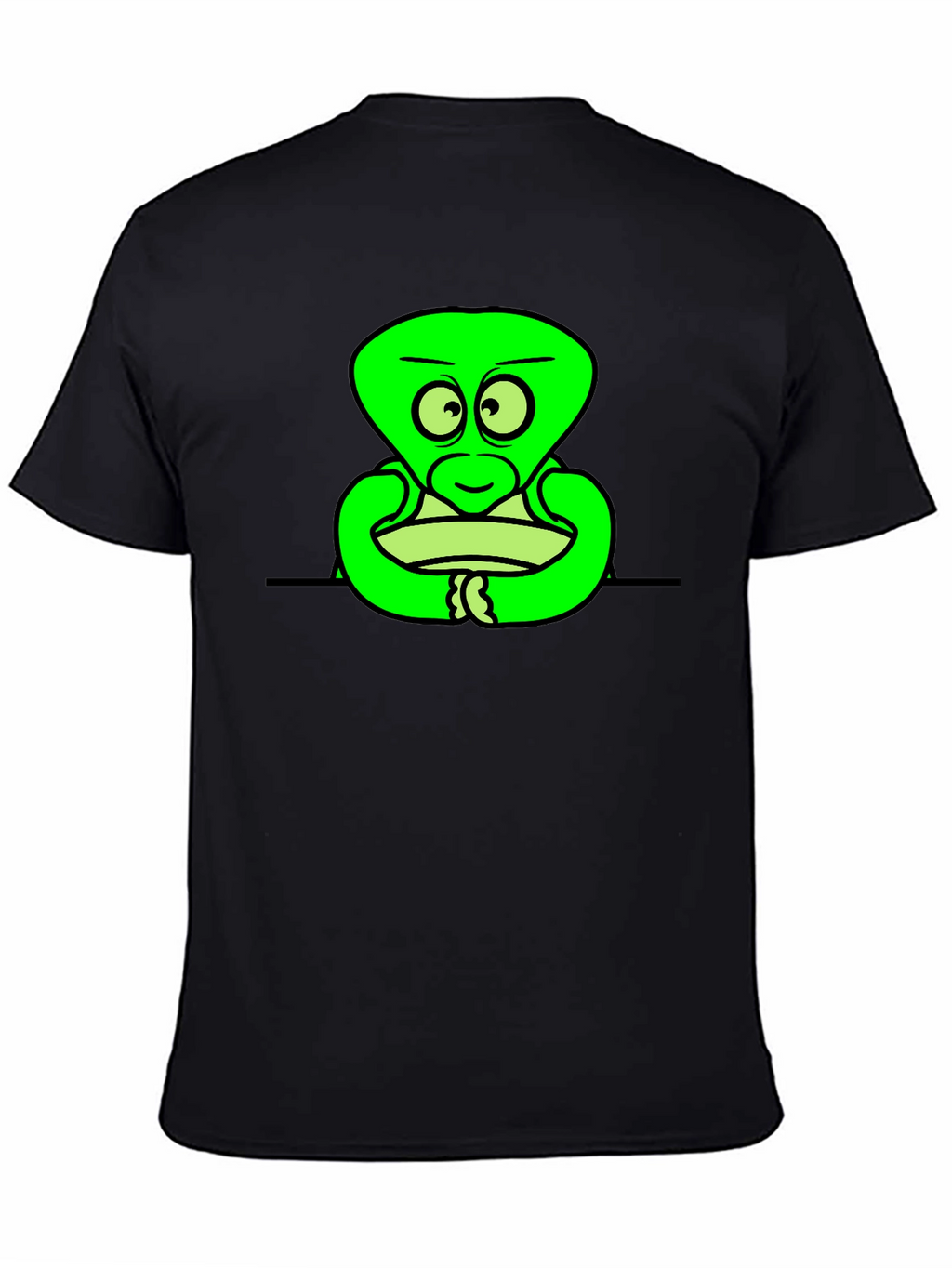 Cartoon Alien Graphic Black T-Shirt