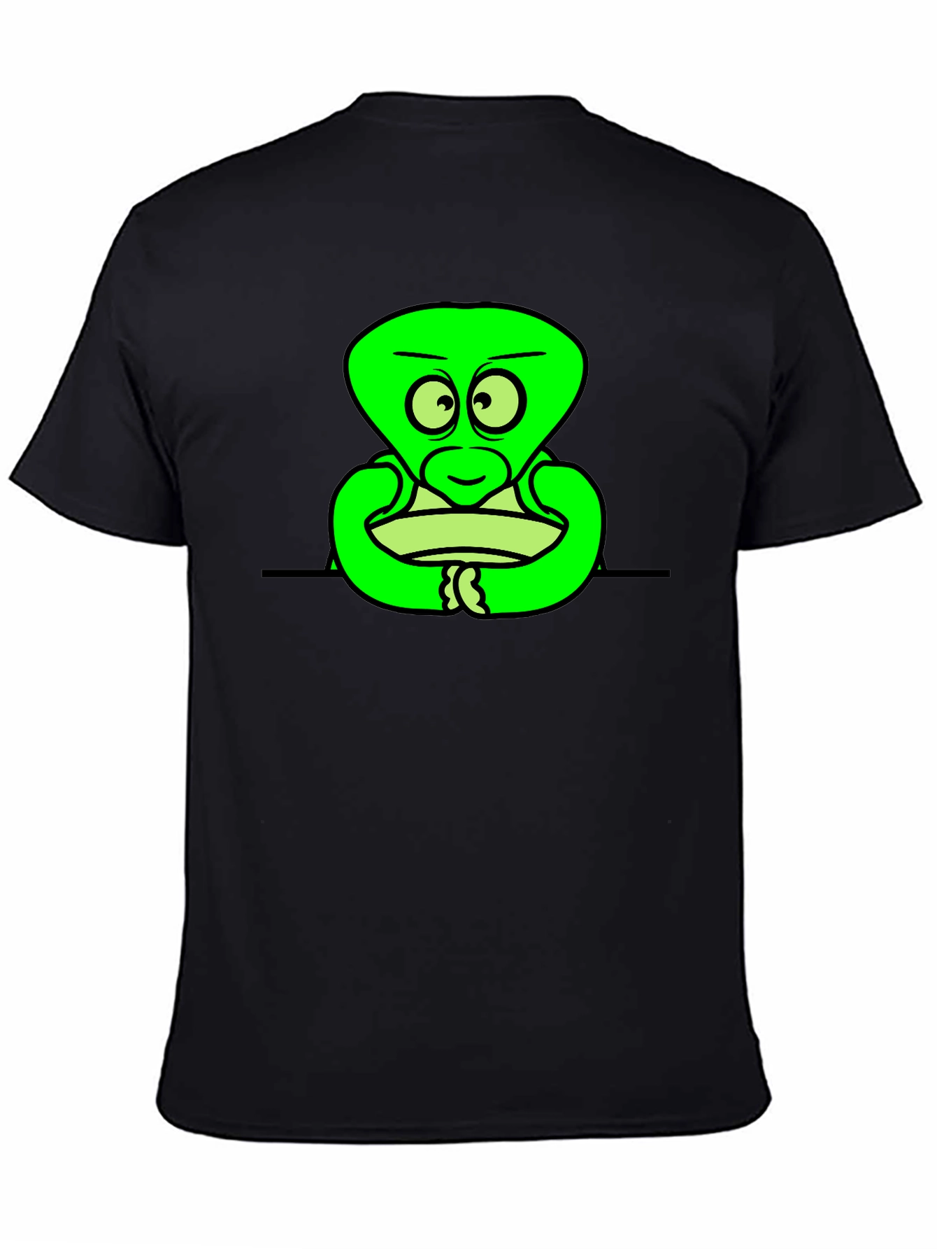 Cartoon Alien Graphic Black T-Shirt