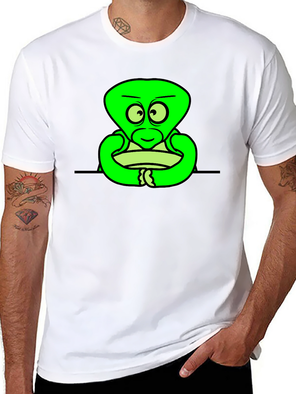 Cartoon Alien Graphic Black T-Shirt