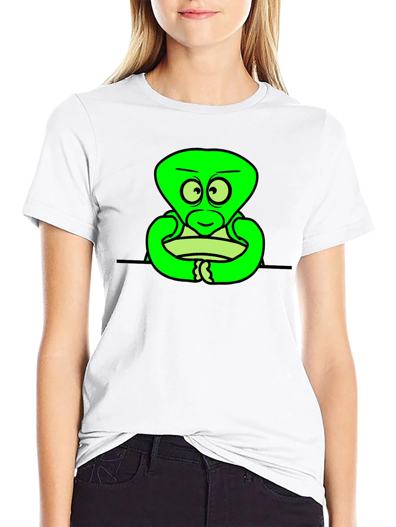 Cartoon Alien Graphic Black T-Shirt