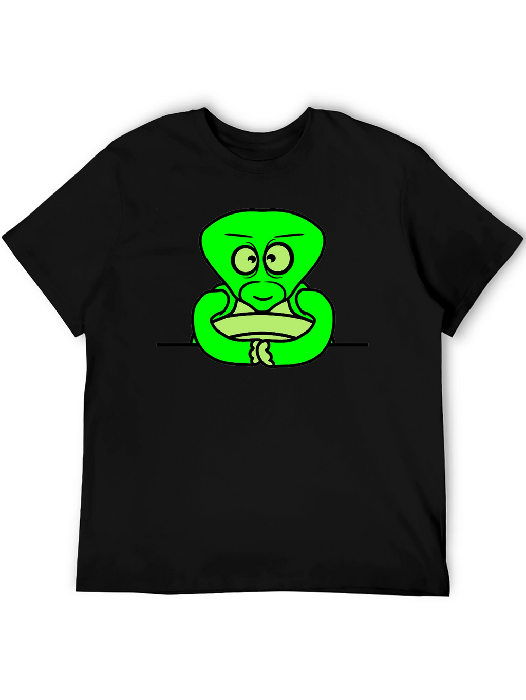 Cartoon Alien Graphic Black T-Shirt