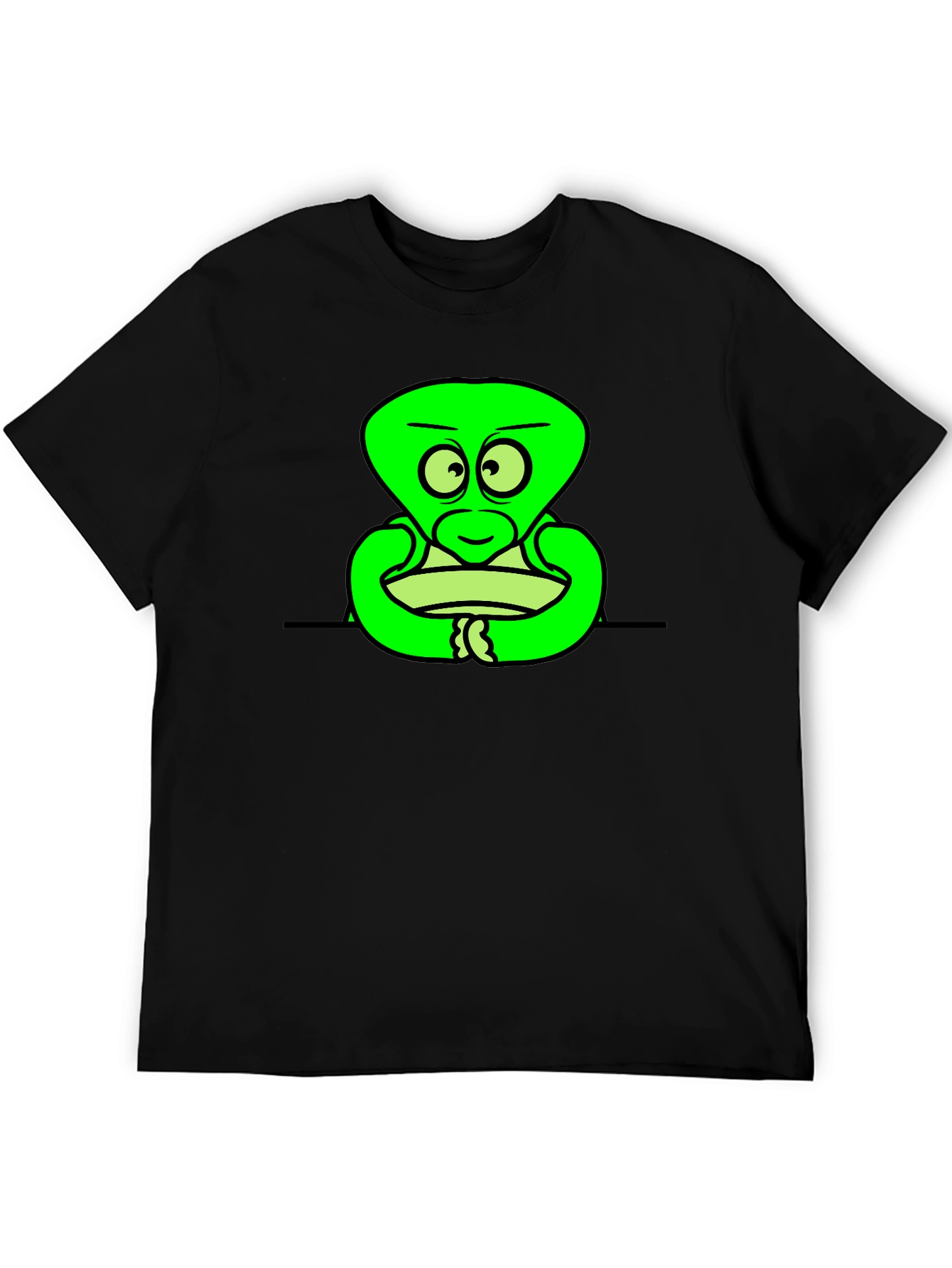 Cartoon Alien Graphic Black T-Shirt