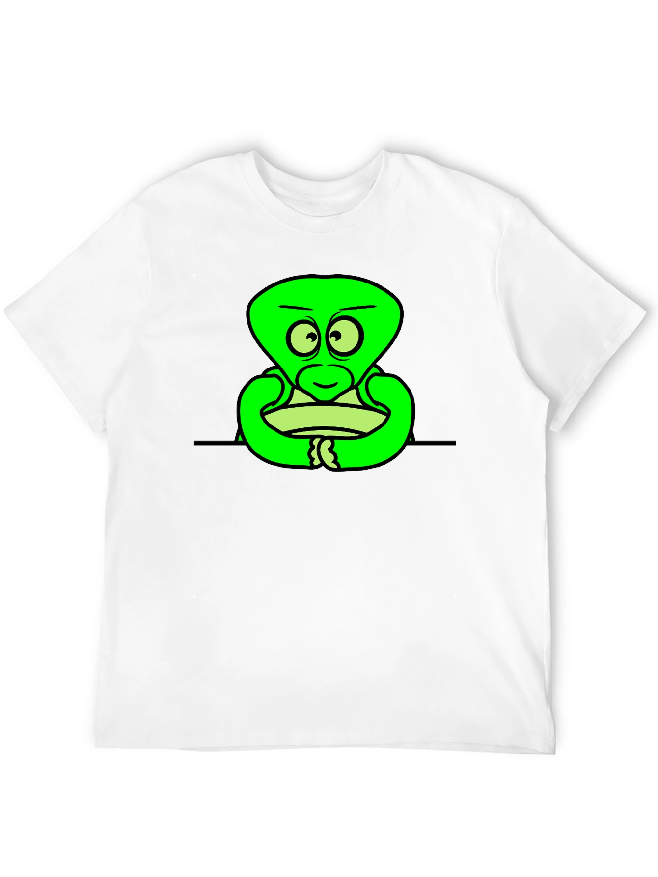 Cartoon Alien Graphic Black T-Shirt
