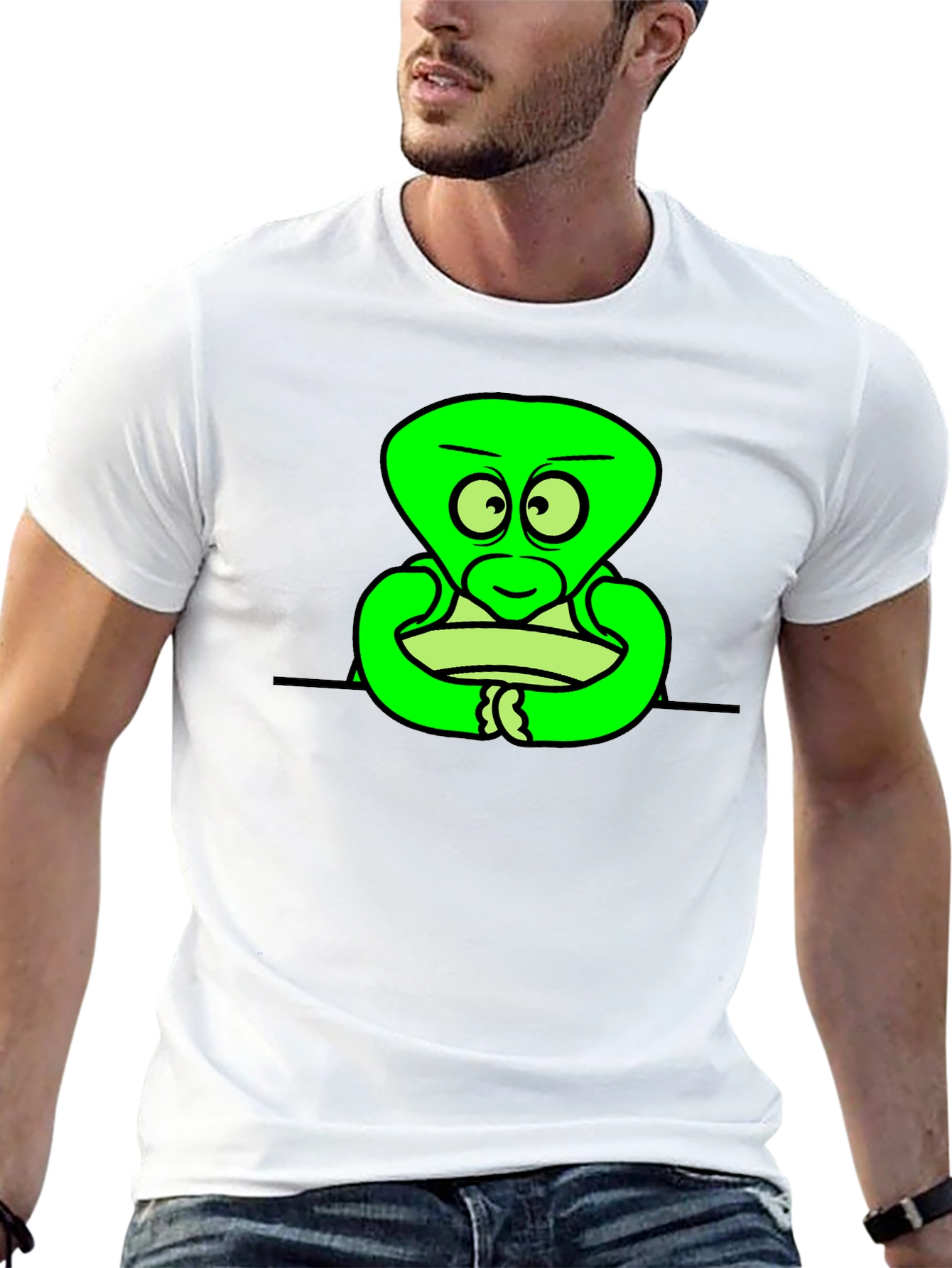 Cartoon Alien Graphic Black T-Shirt
