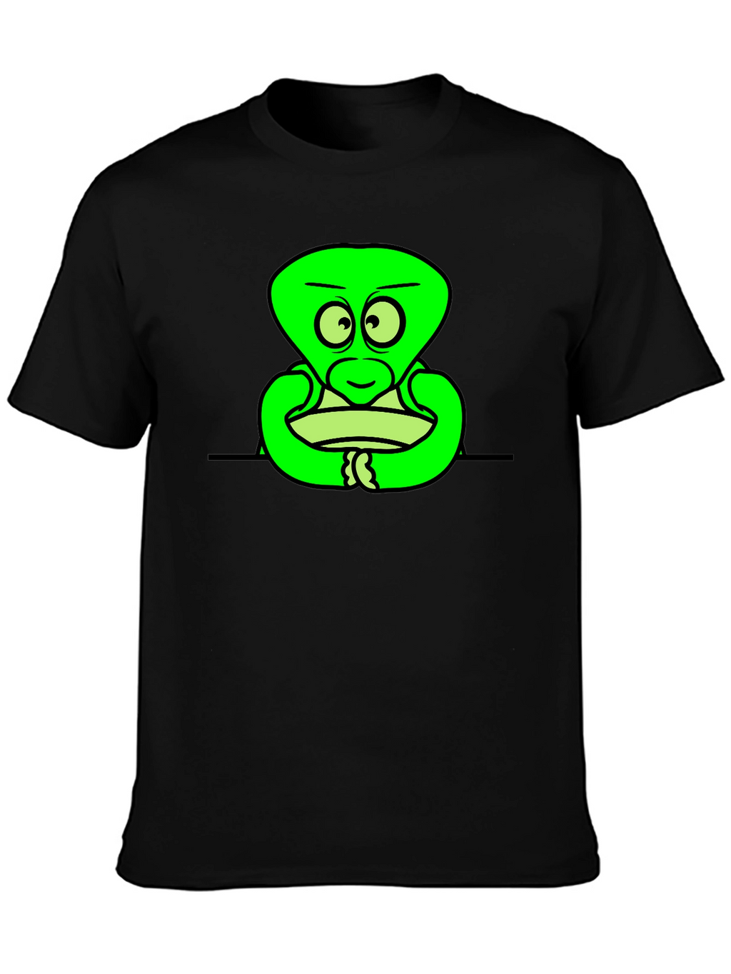 Cartoon Alien Graphic Black T-Shirt