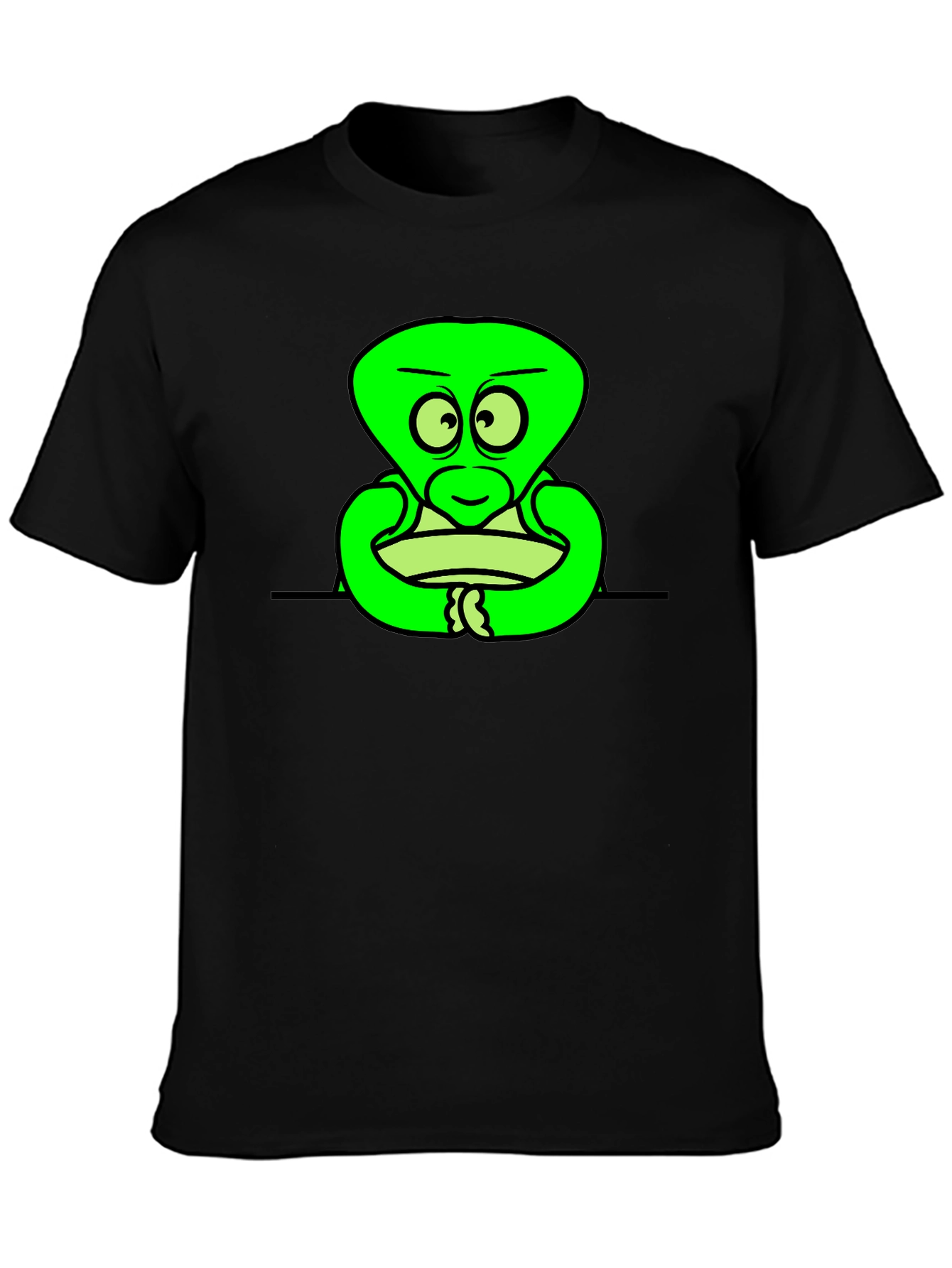 Cartoon Alien Graphic Black T-Shirt