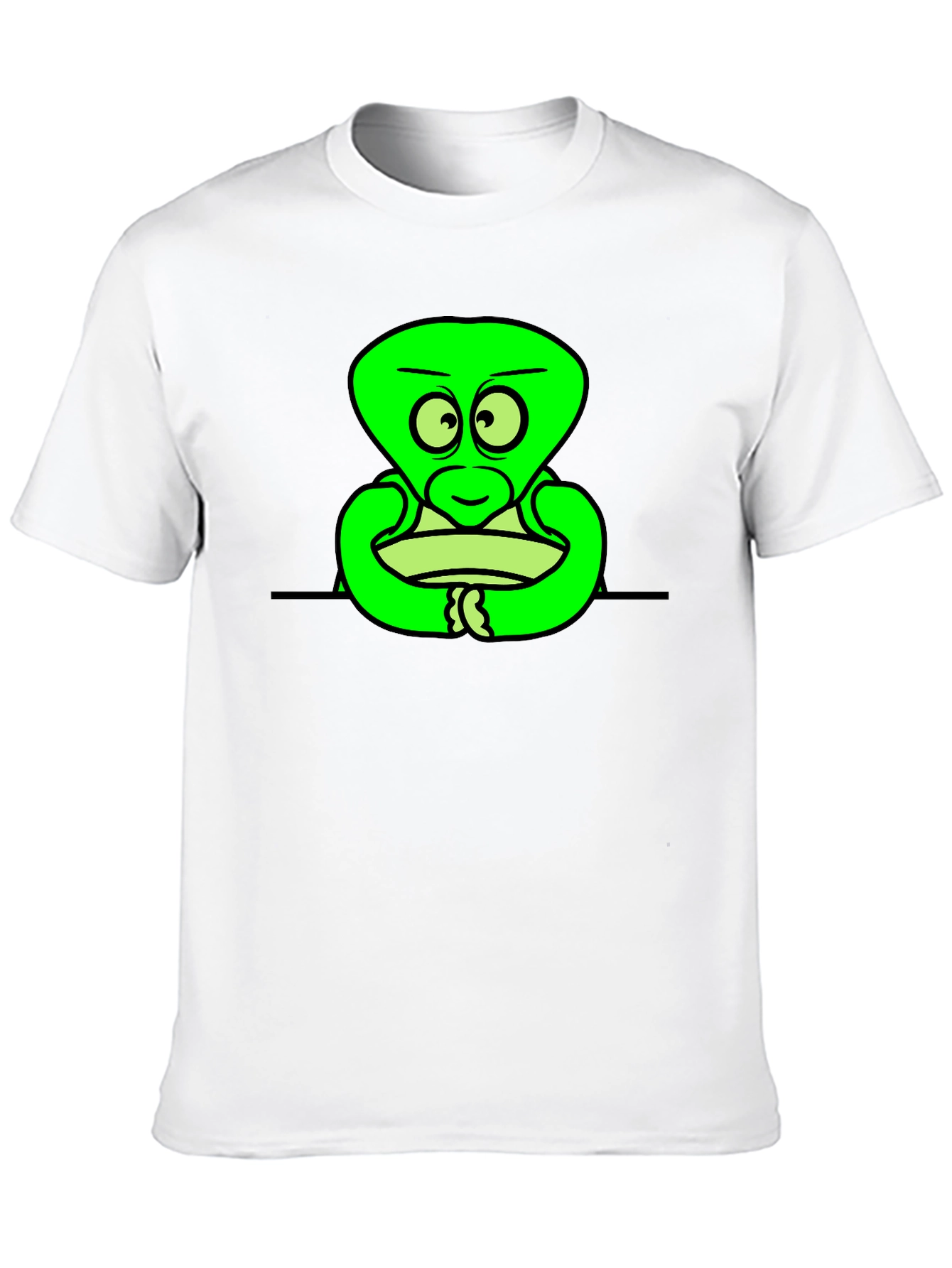 Cartoon Alien Graphic Black T-Shirt
