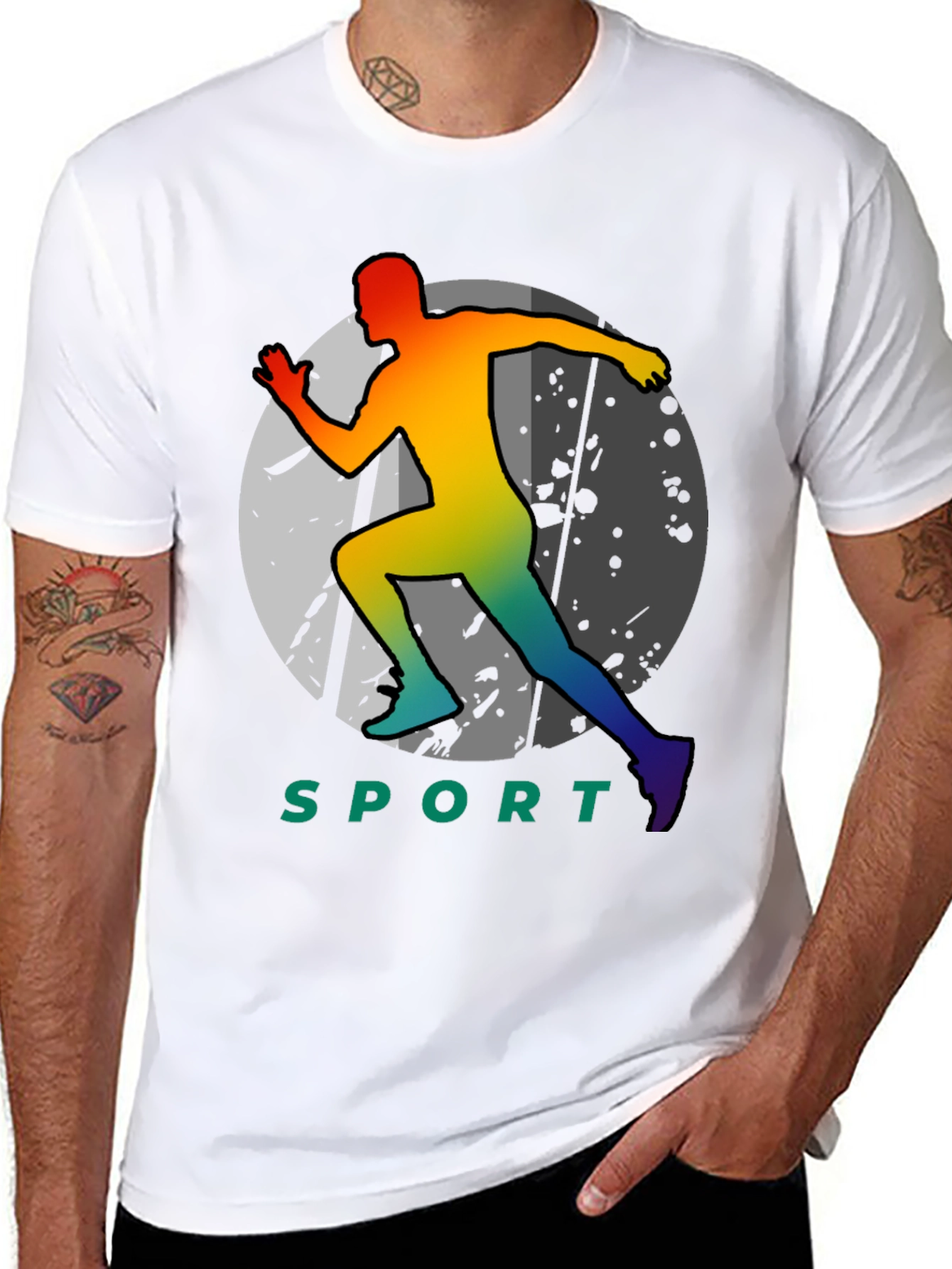 Sport Runner Graphic Tee - Black Cotton