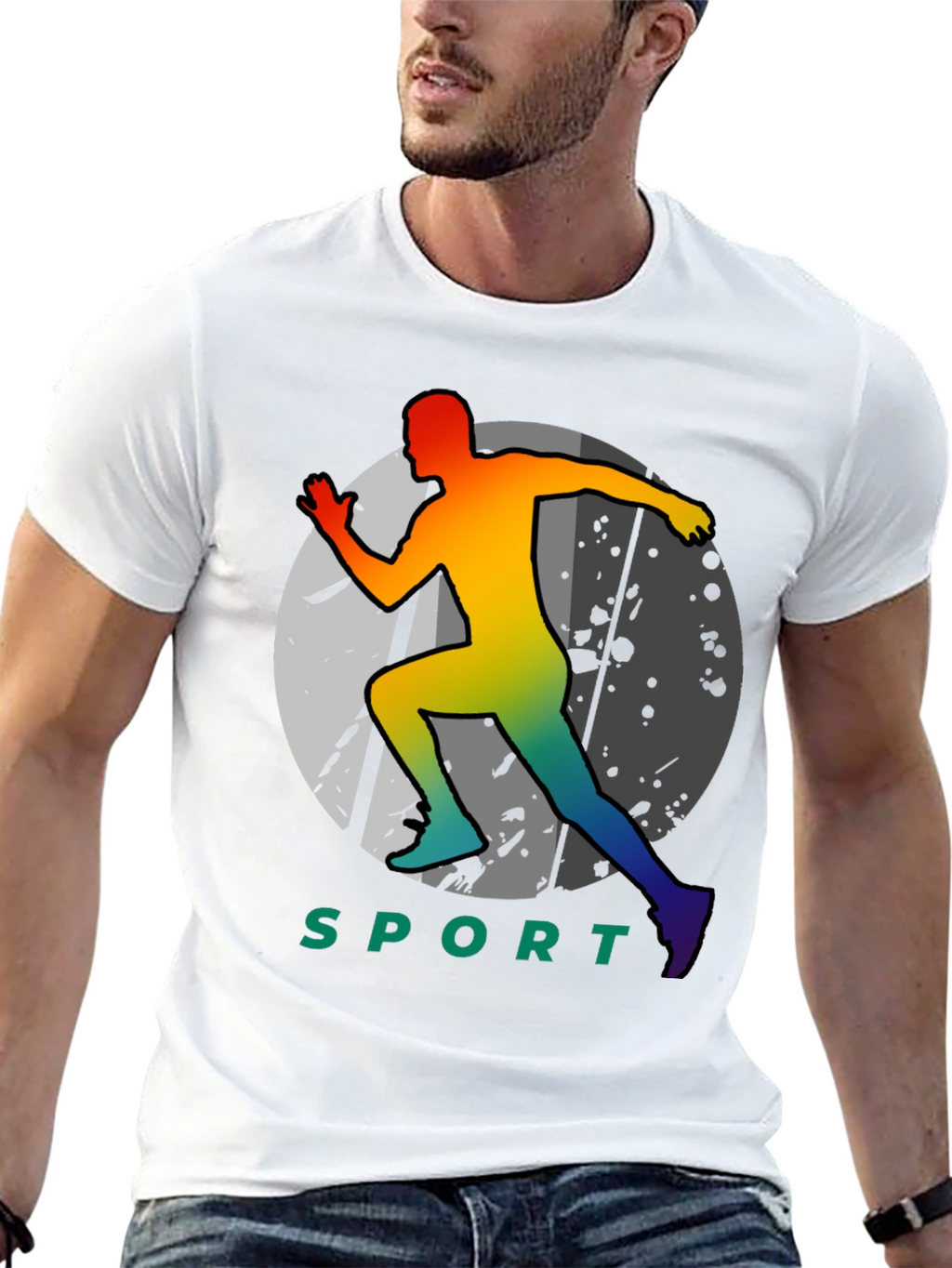 Sport Runner Graphic Tee - Black Cotton