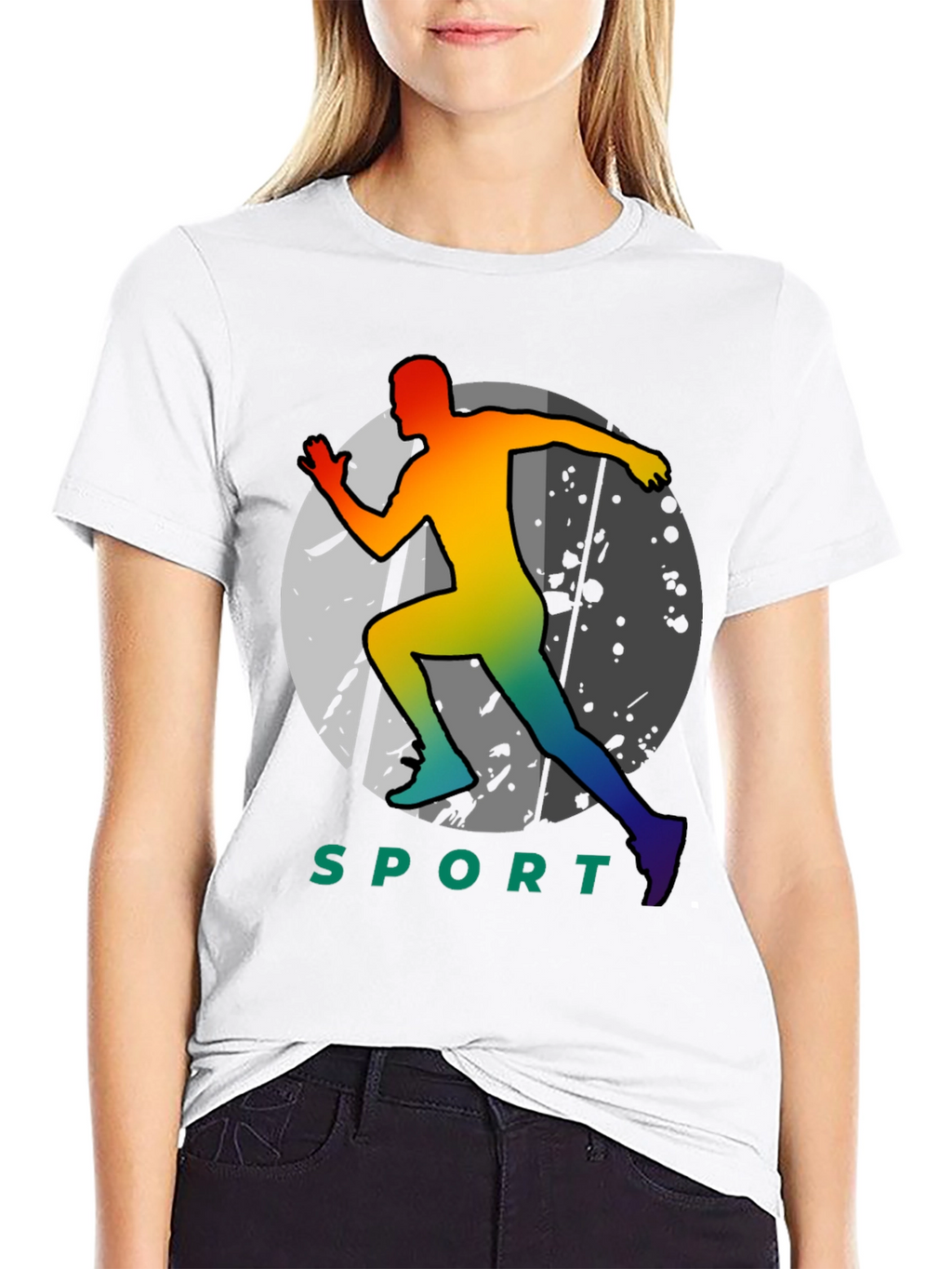 Sport Runner Graphic Tee - Black Cotton