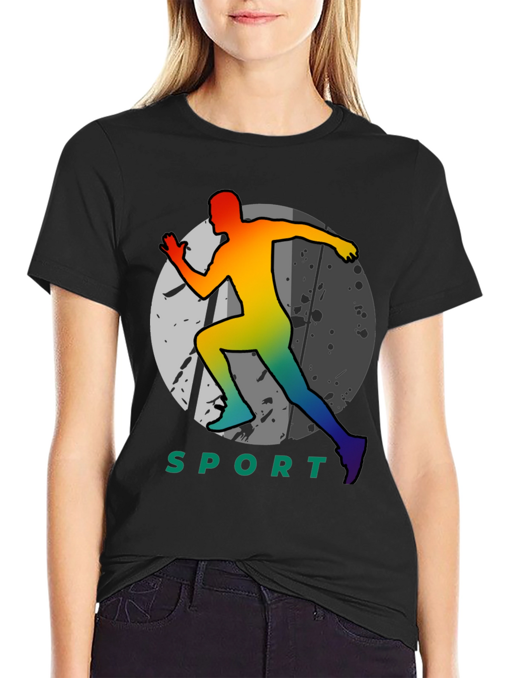 Sport Runner Graphic Tee - Black Cotton