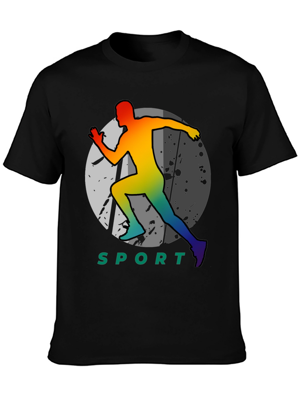 Sport Runner Graphic Tee - Black Cotton