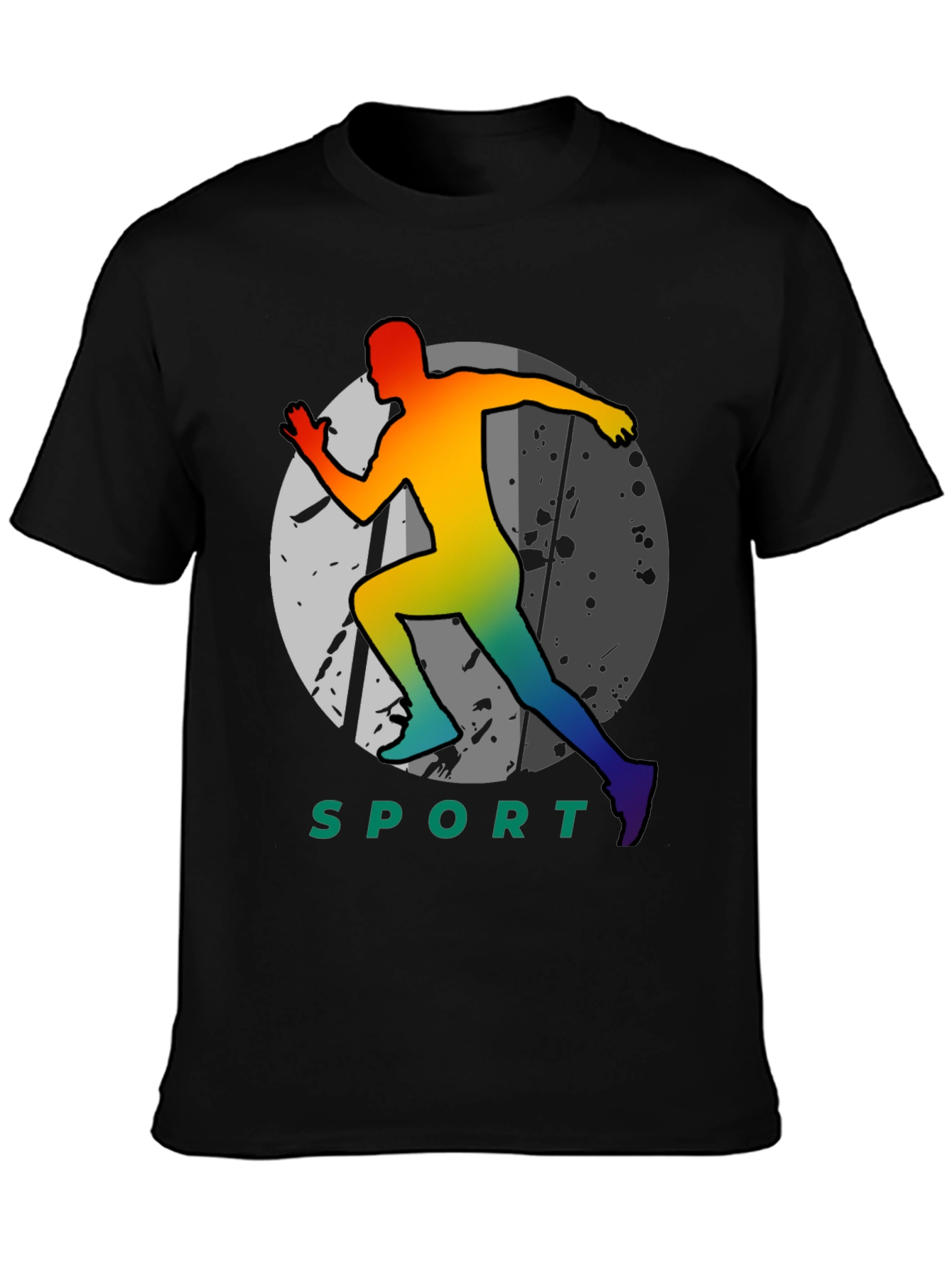 Sport Runner Graphic Tee - Black Cotton