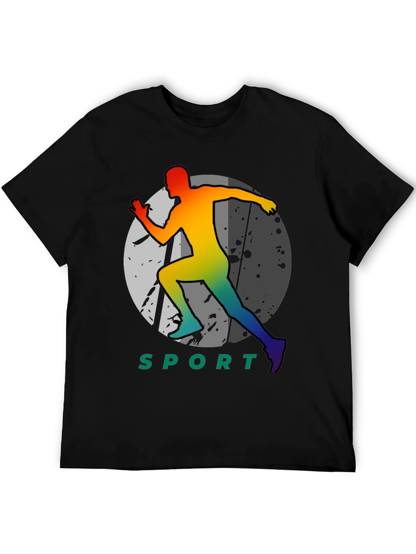 Sport Runner Graphic Tee - Black Cotton