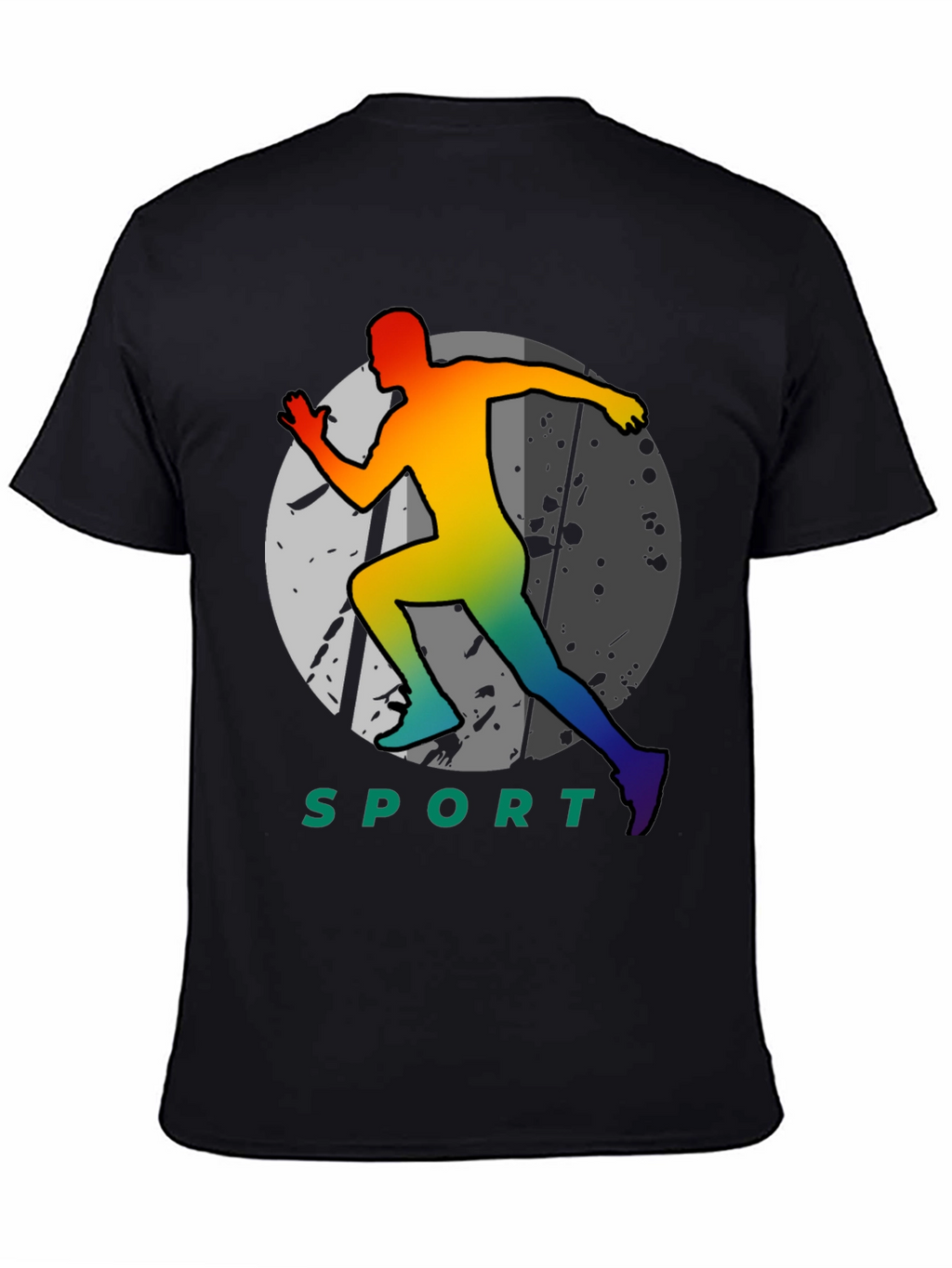 Sport Runner Graphic Tee - Black Cotton
