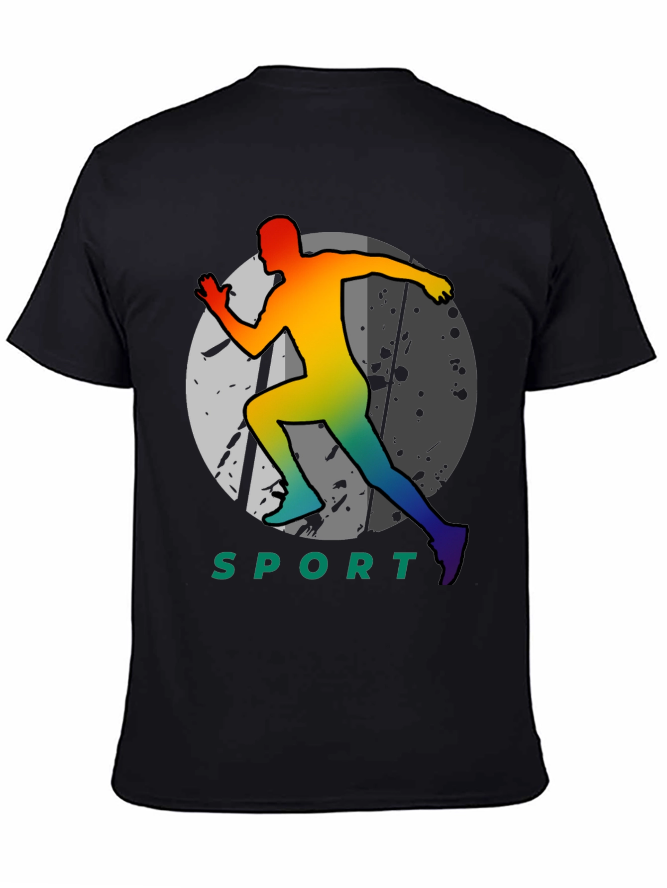 Sport Runner Graphic Tee - Black Cotton
