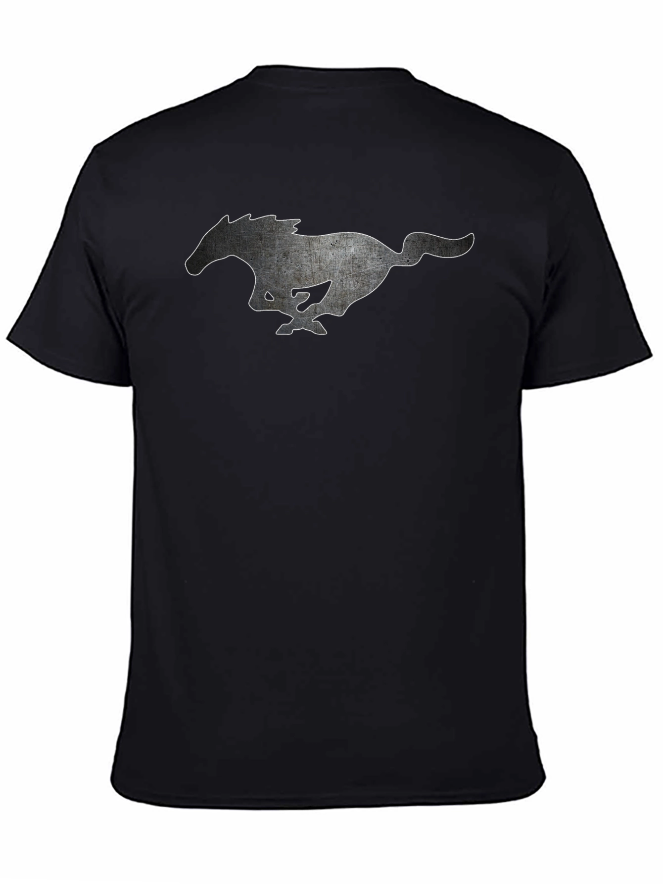 Black T-shirt with Running Horse Graphic