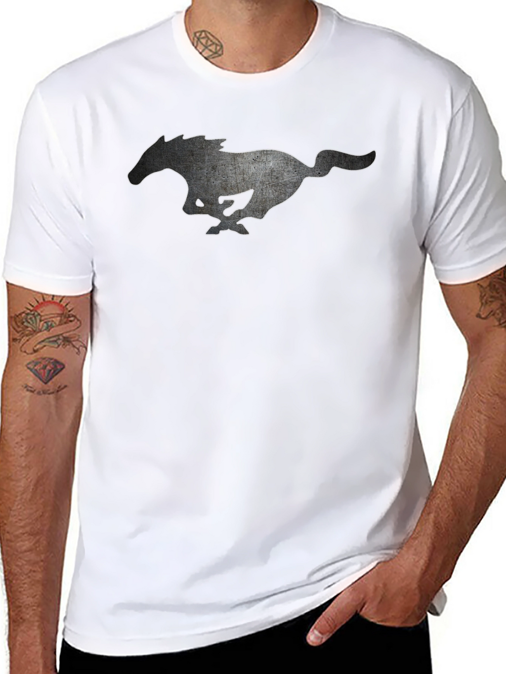 Black T-shirt with Running Horse Graphic