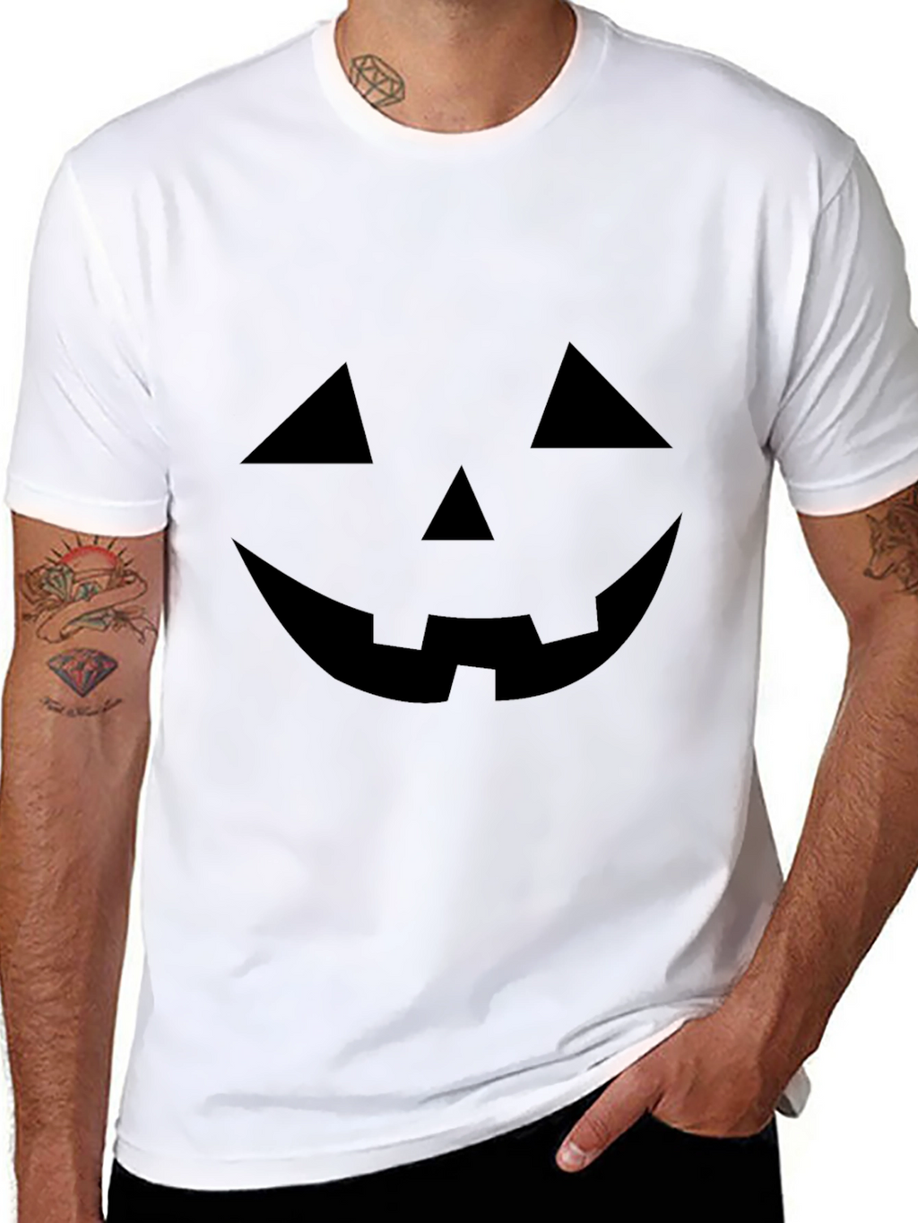 Halloween Pumpkin Face Black T-Shirt