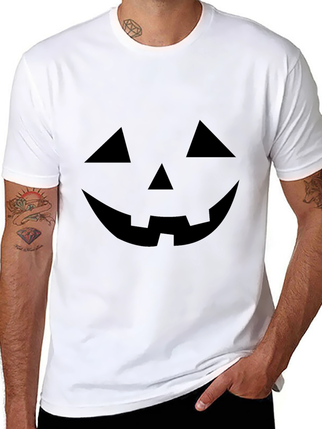 Halloween Pumpkin Face Black T-Shirt