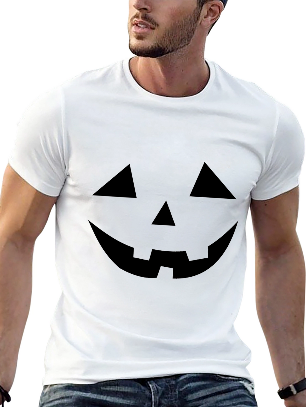 Halloween Pumpkin Face Black T-Shirt