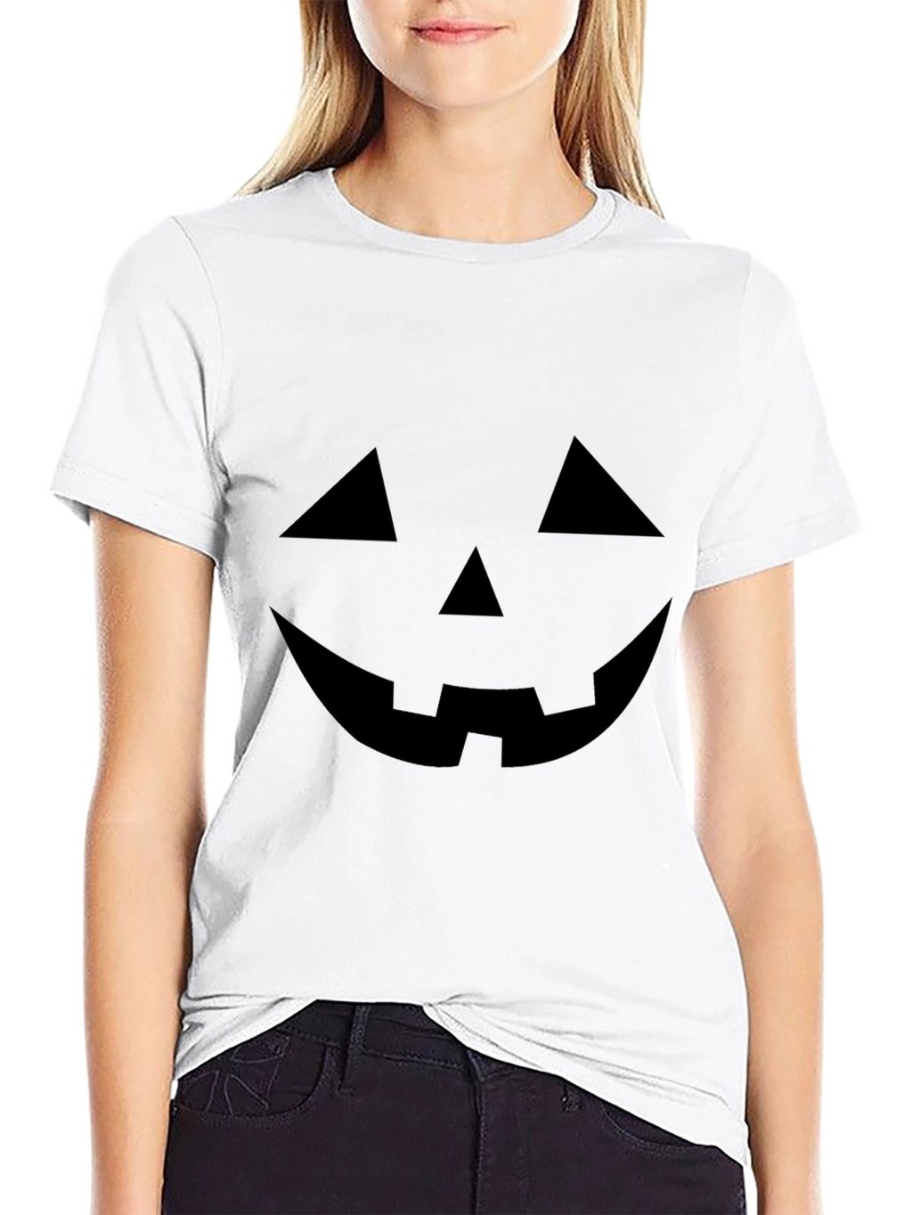Halloween Pumpkin Face Black T-Shirt